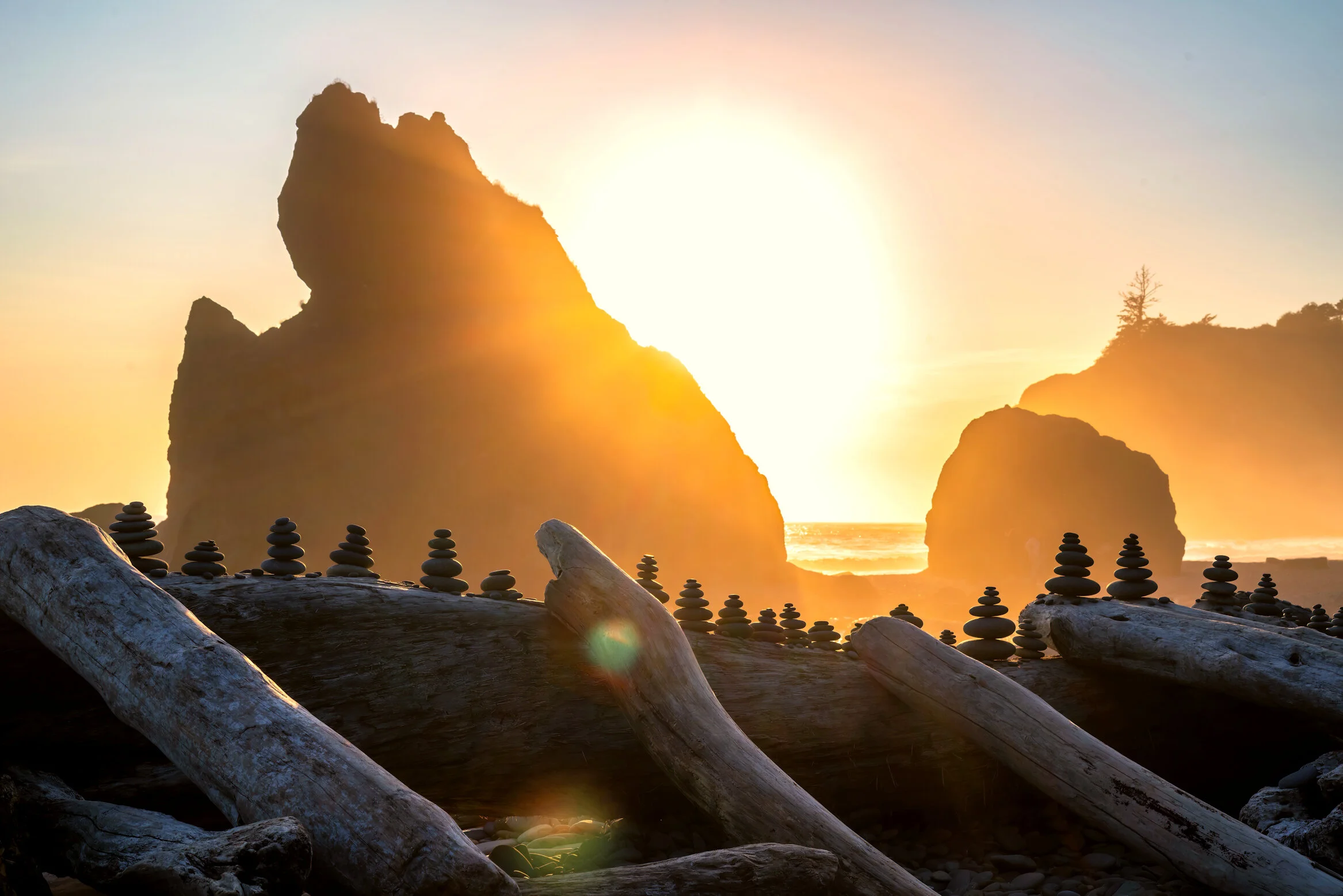 Stacked Rocks on Ruby Beach. Purchase Options