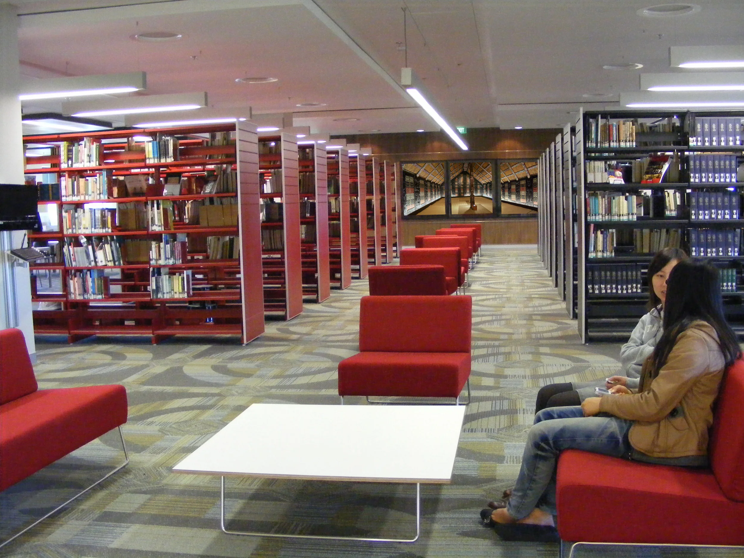 Massey University, Albany campus library Mark Adams, Rauru (triptych), Installation view
