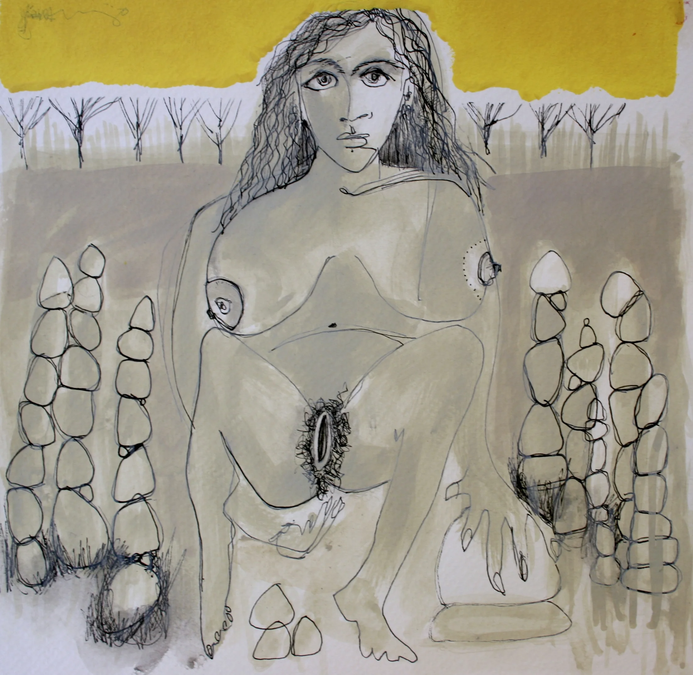  rock and a hard place / ink on paper / 15x15 