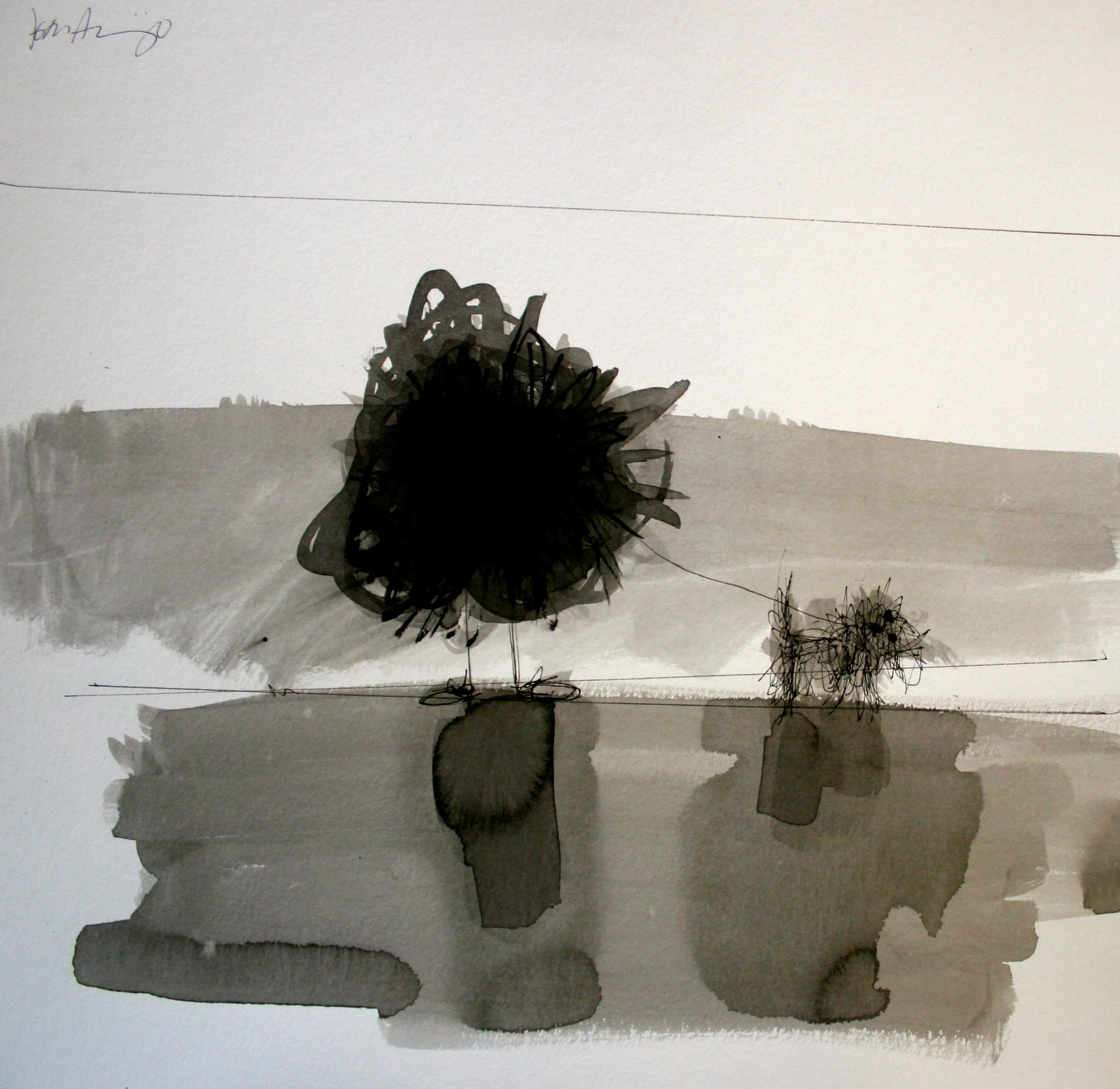  dog walk / ink on paper / 15x15 / 