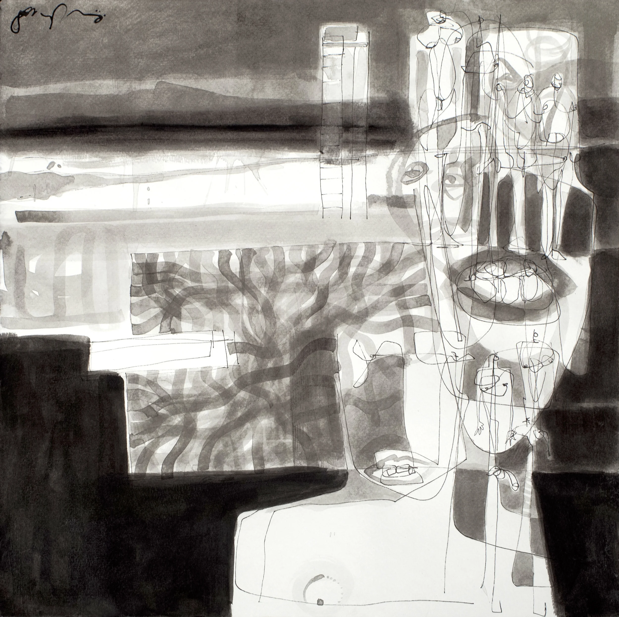  pool study / ink on paper / 20x20 / 