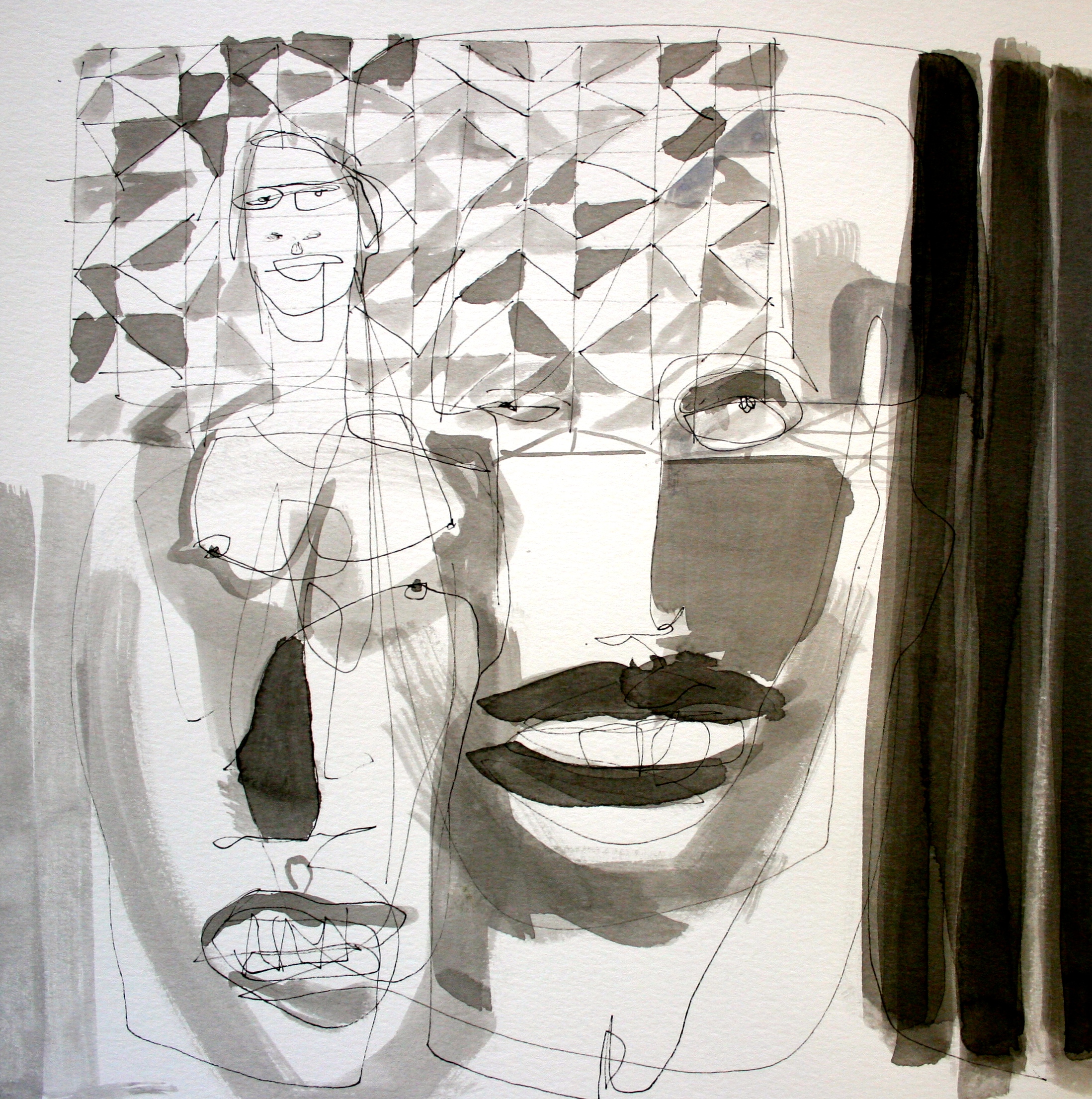  "La Riss and Family" &nbsp;/ ink on paper / 19x19 