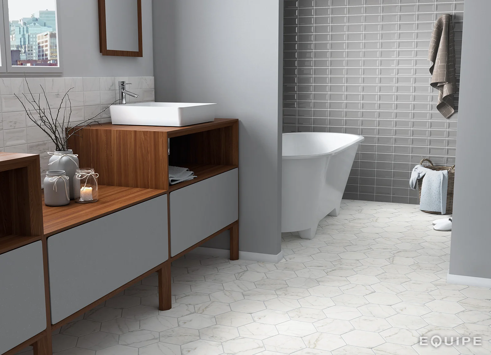 CarraraHexagon_InMetro bath.jpg