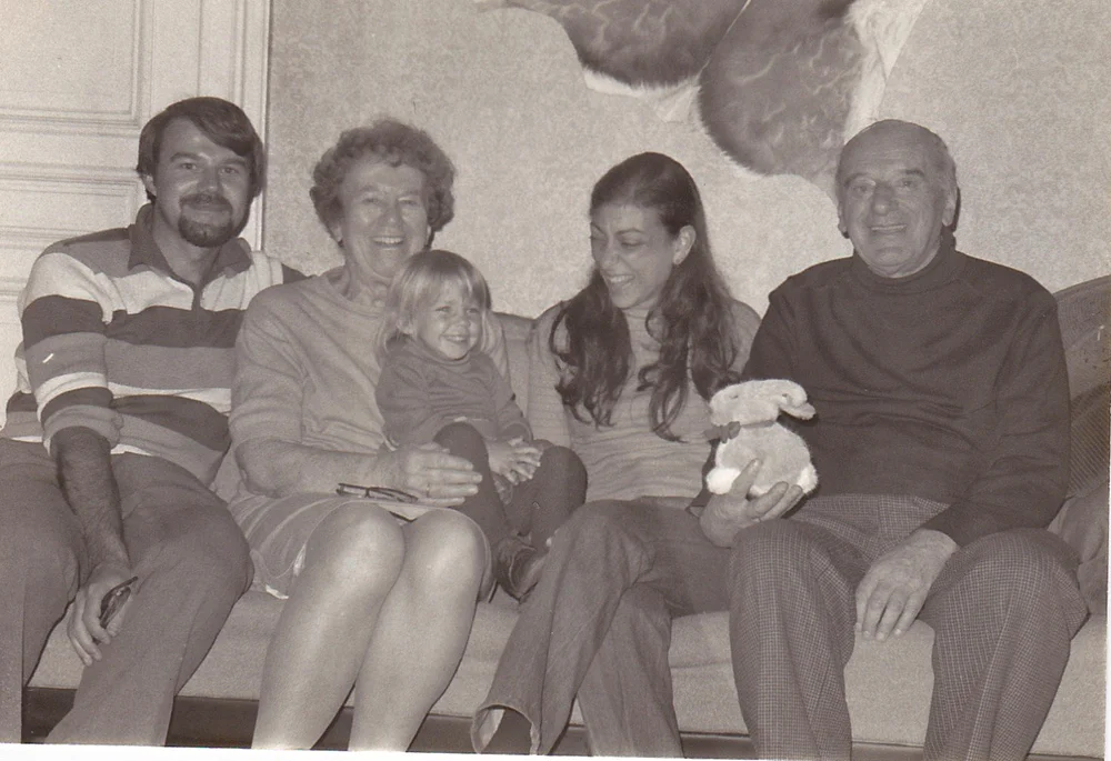 Lauren with a gifted Steiff from her Aunt and Uncle