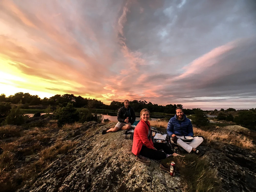 Preparing dinner on our rock