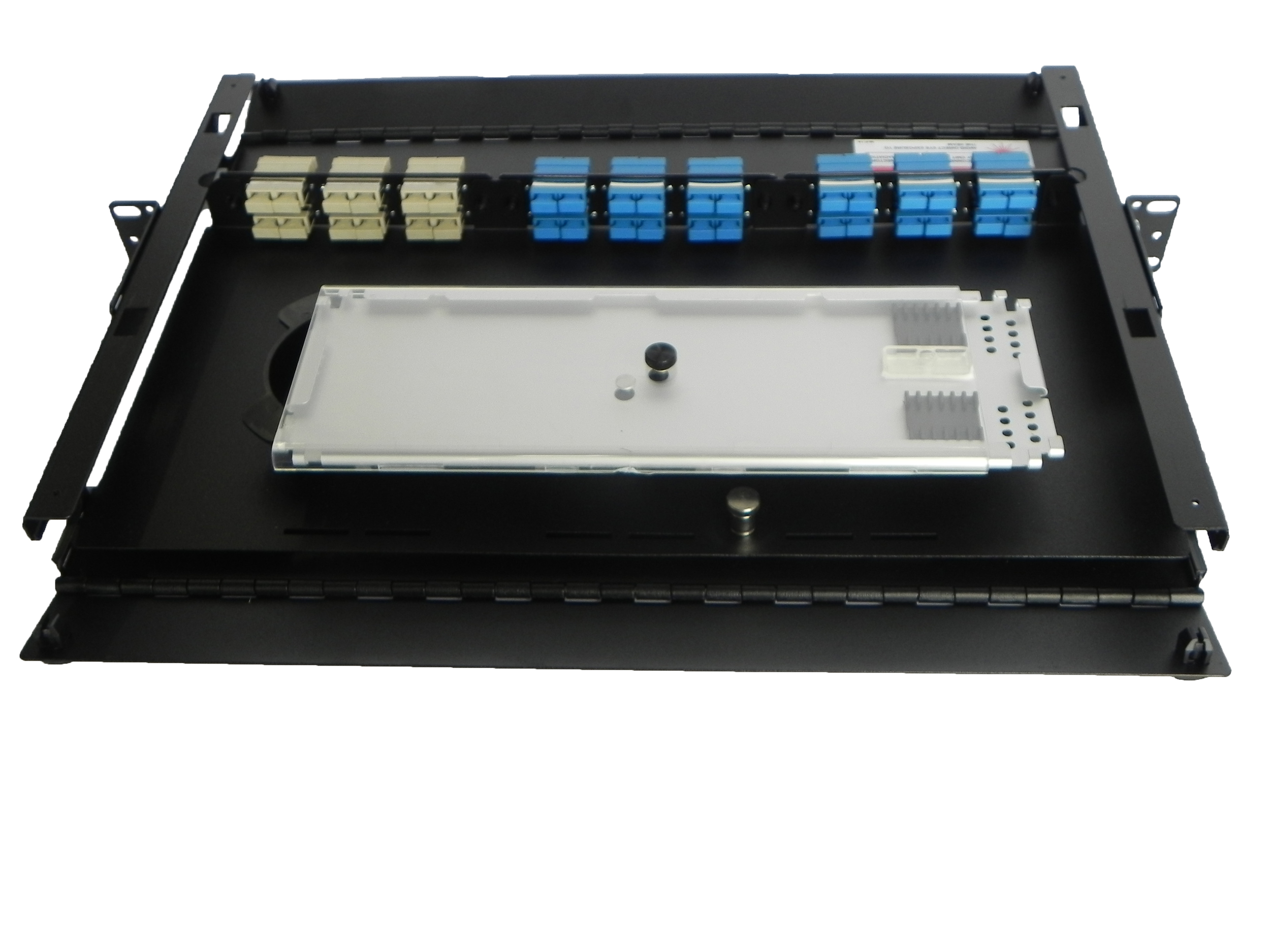 Rear view of panel with splice tray