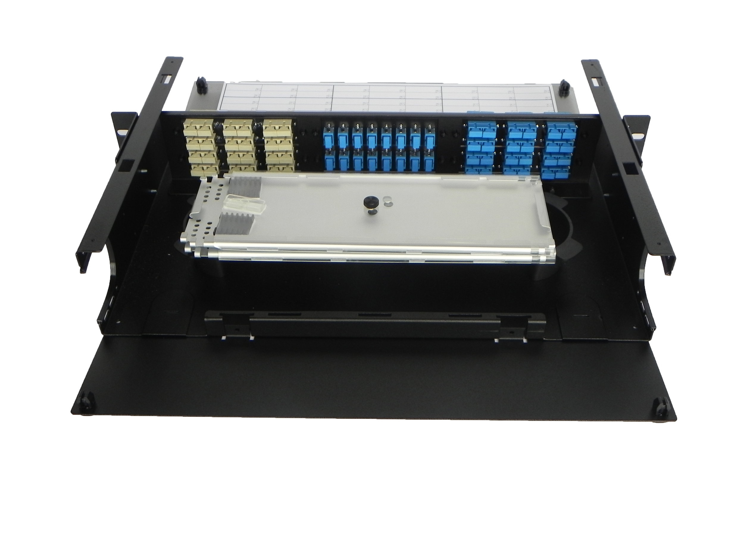 Rear view of panel with splice tray
