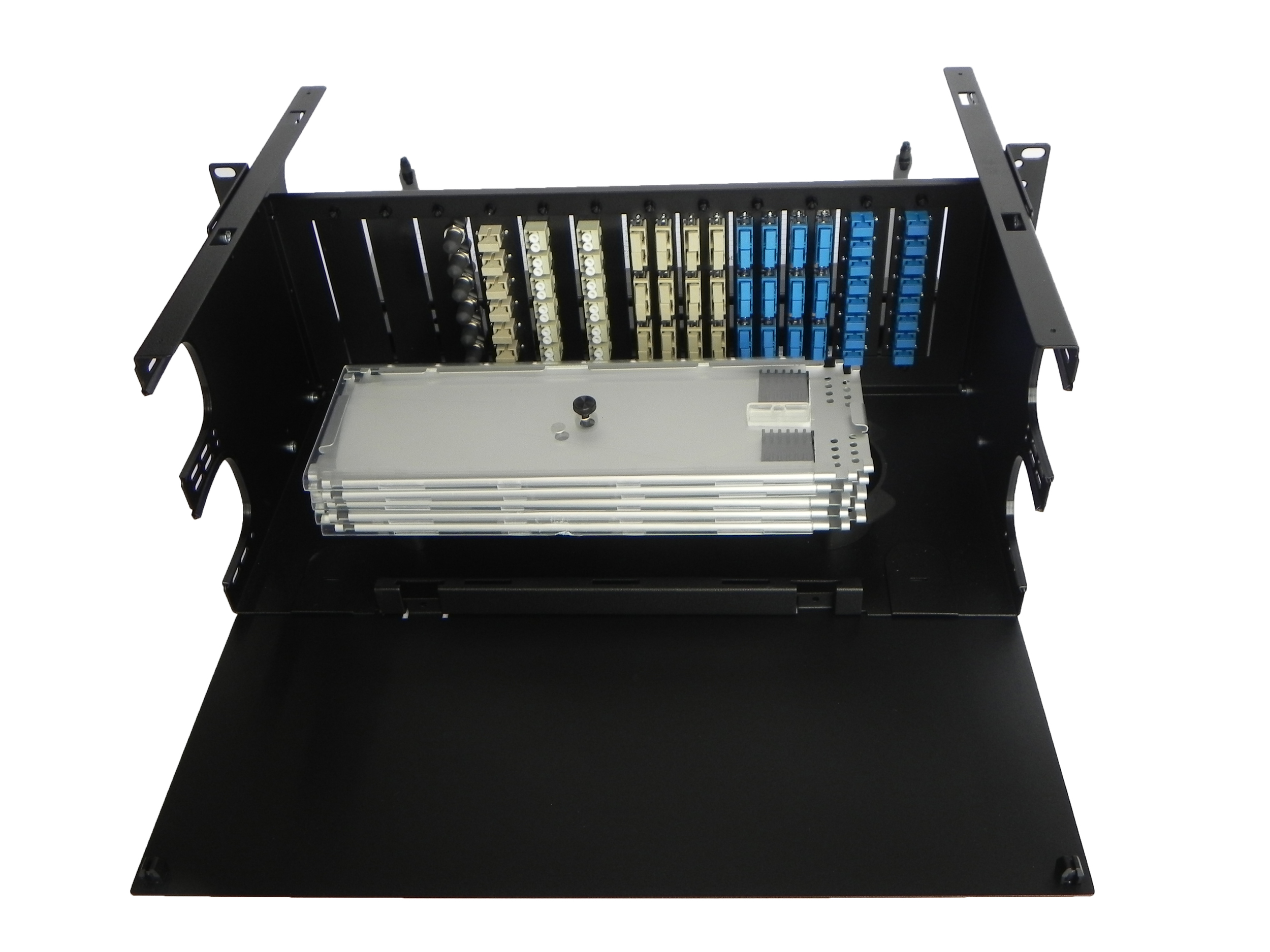Rear view of panel with splice tray