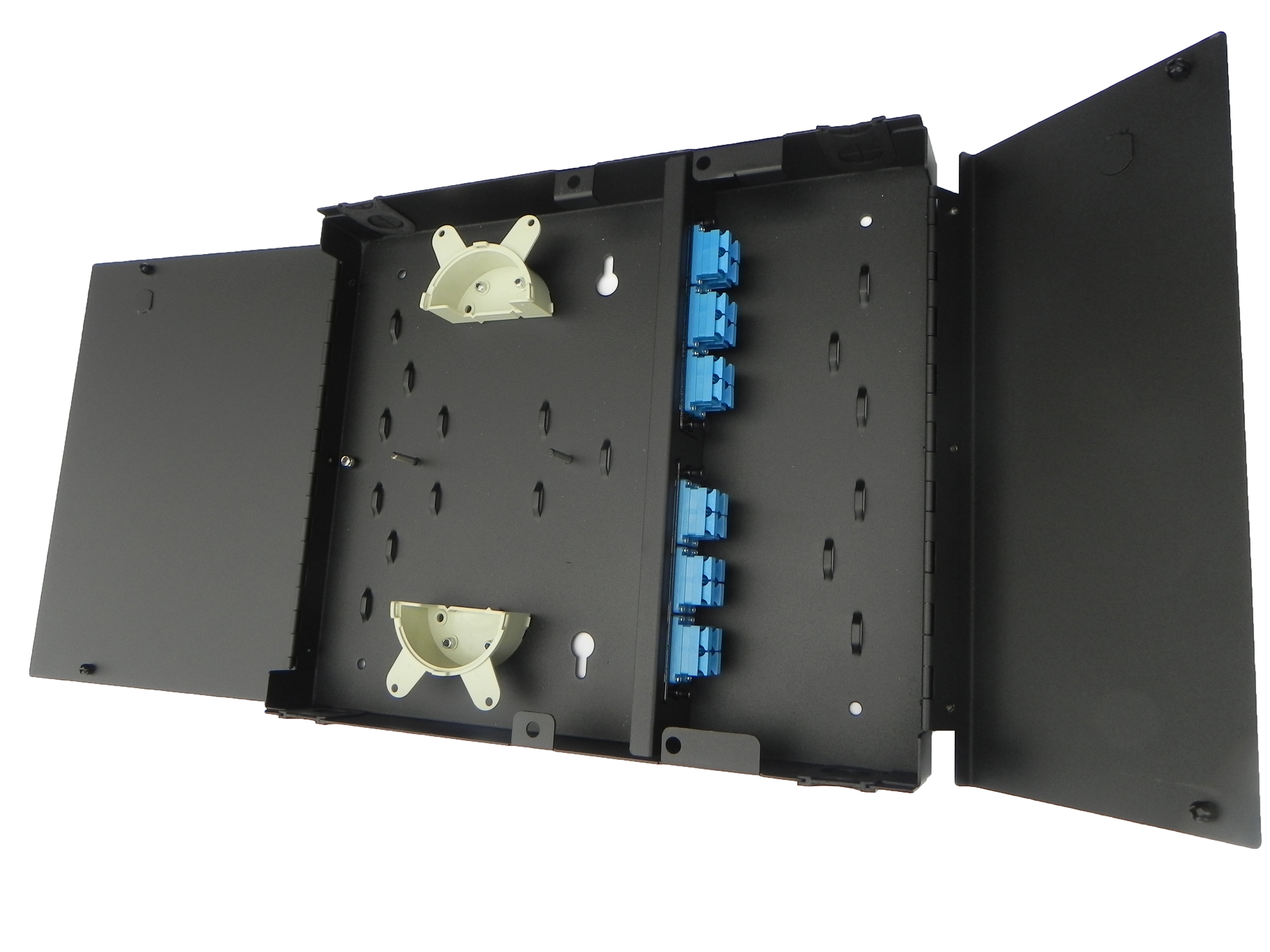 Inside view of panel with adapter plates