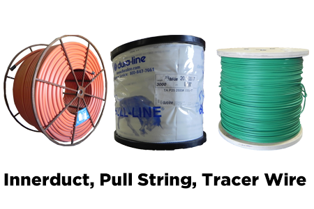 HDPE Innerduct, Plenum + Riser Innerduct, Pull String/Mule Tape, Plugs, Couplings, Tracer Wire, MaxCell.