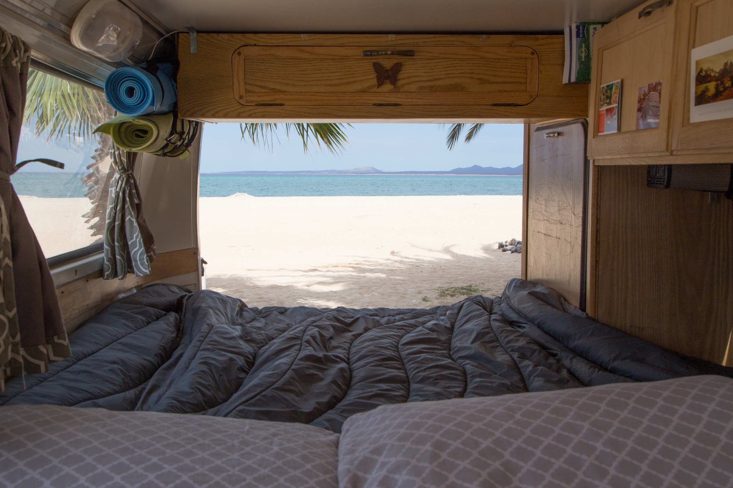 We had a windy night and decided to turn the bus around and sleep downstairs. The view alone was worth it.