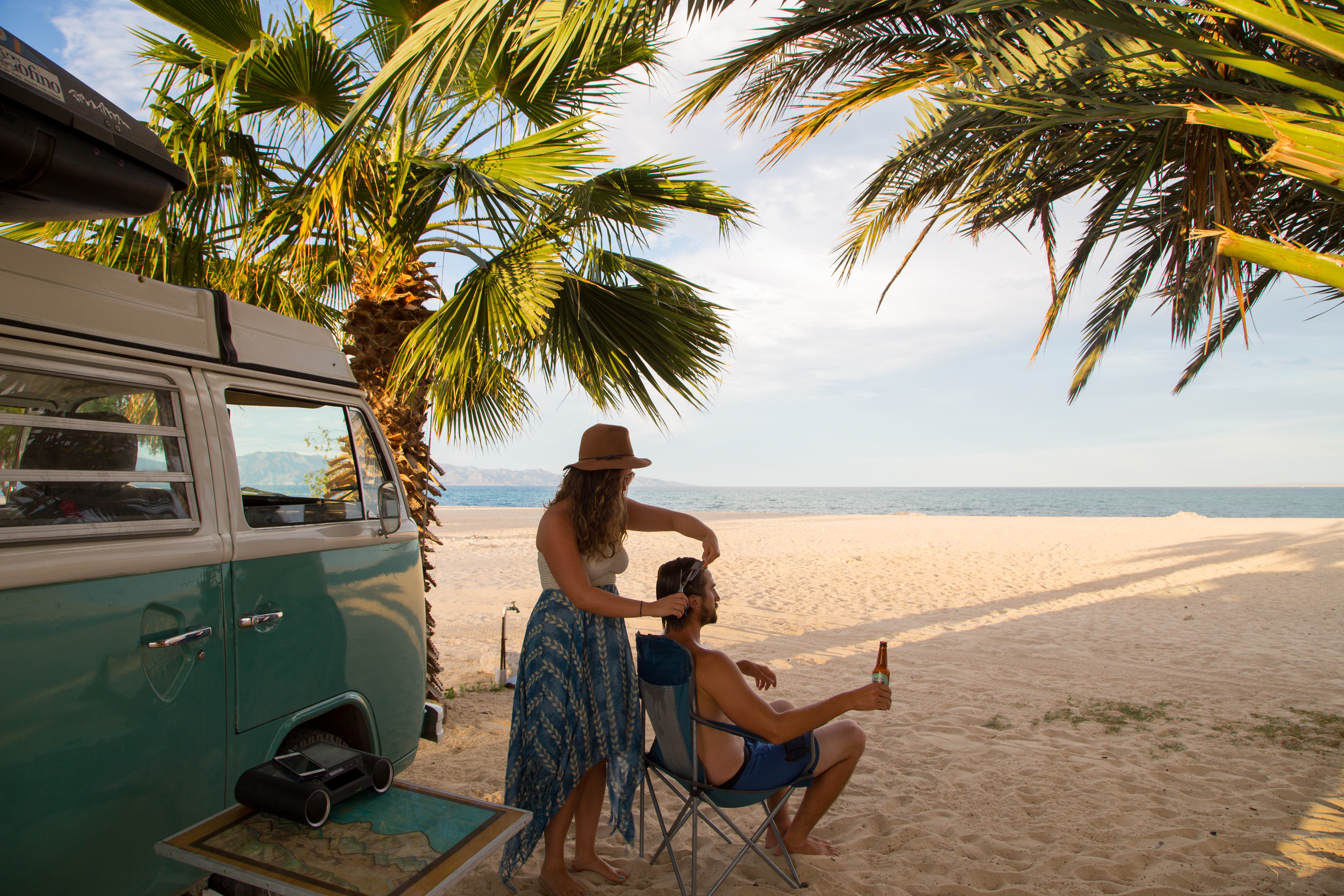 Perhaps the best part of this camp spot for me was the haircut I received. I didn't know Tessa could cut hair so well, and I was more than due for one. But the view, the temperature, the beer (first IPA since entering mexico), well everything seemed to be just about perfect.