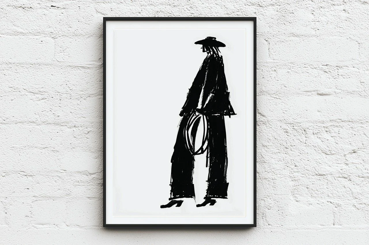 Abstract cowgirl black framed Large.jpeg