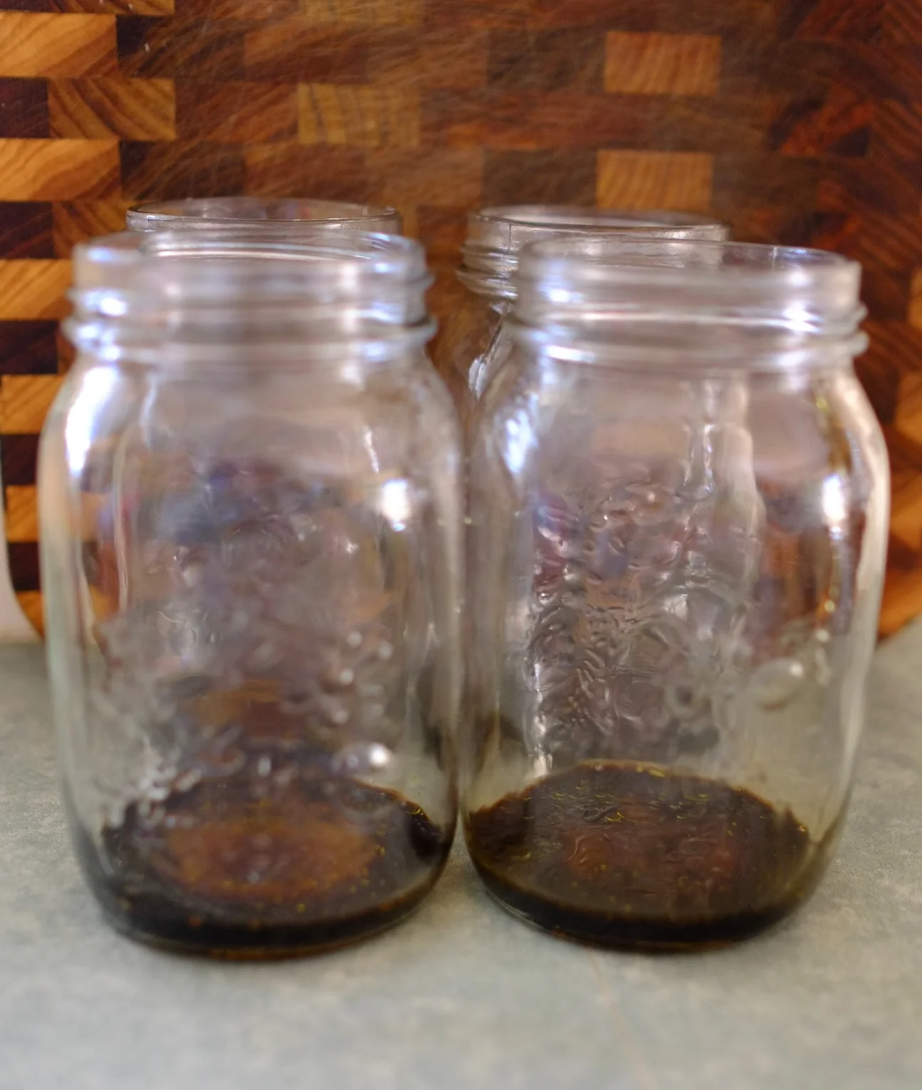 Dressing at bottom of the jar