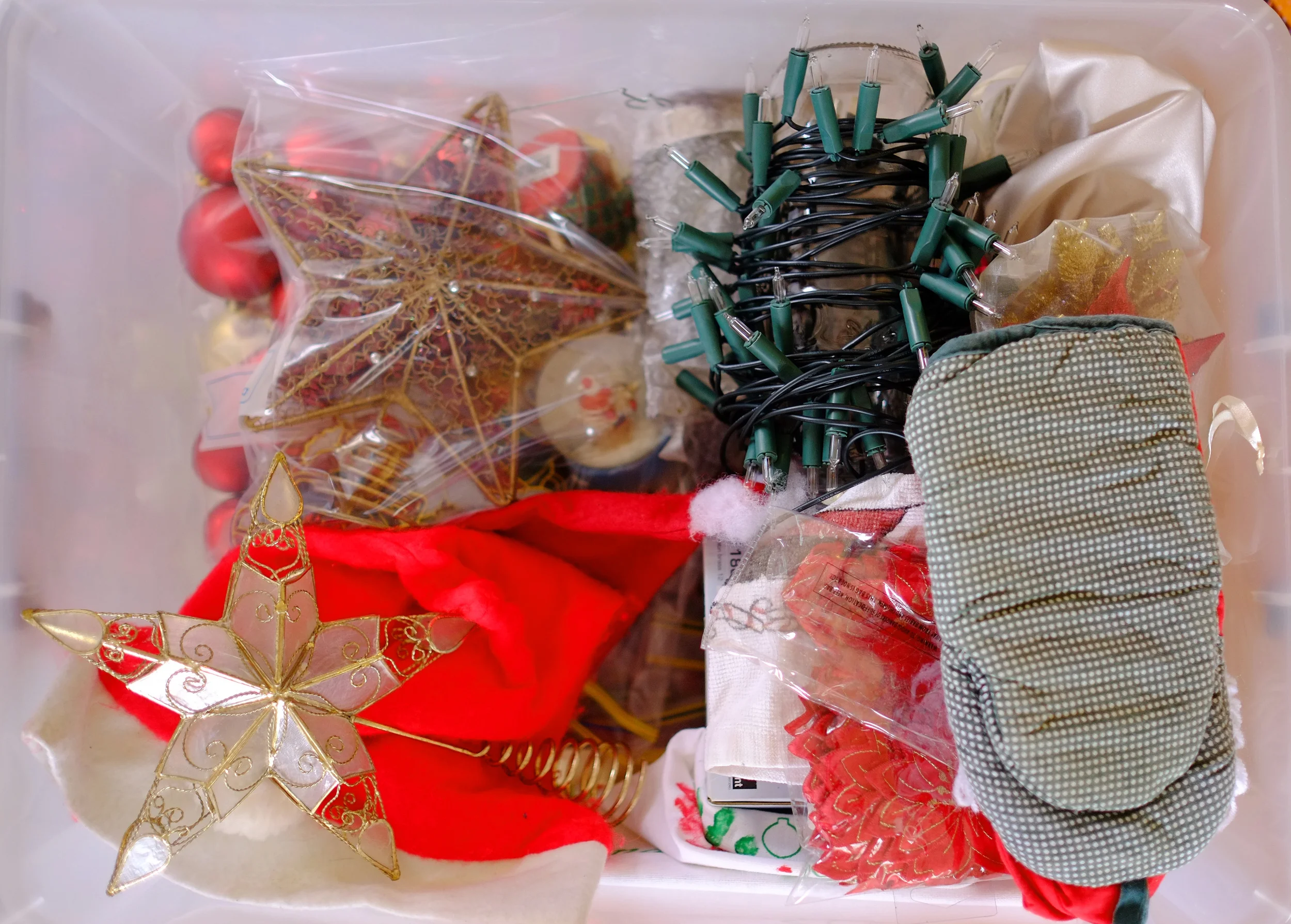 Christmas decorations disorganised
