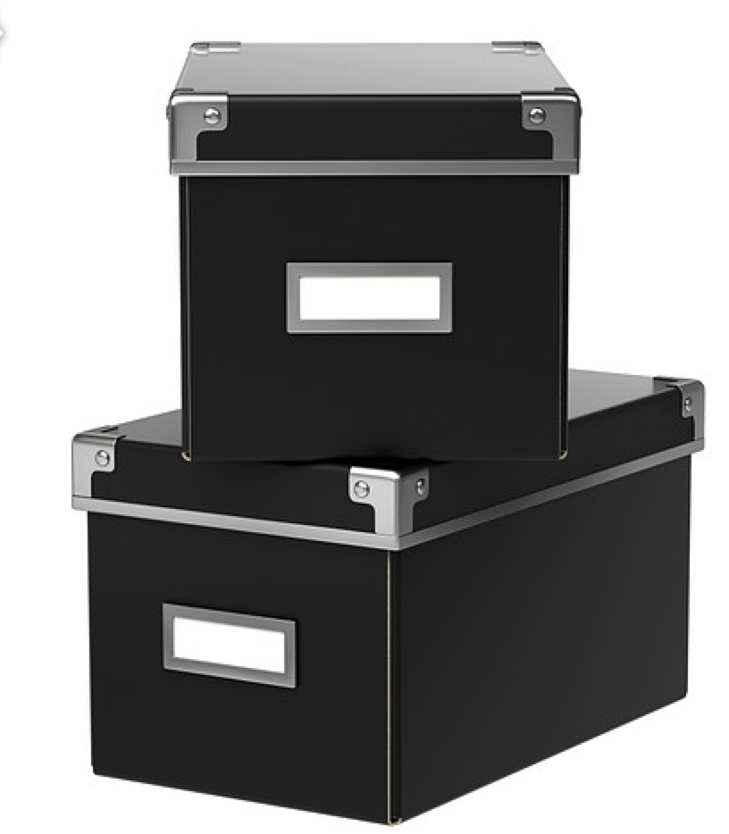 Ikea Storage Box - one storing small boxes & containers; two larger ones as memory boxes for my husband & I