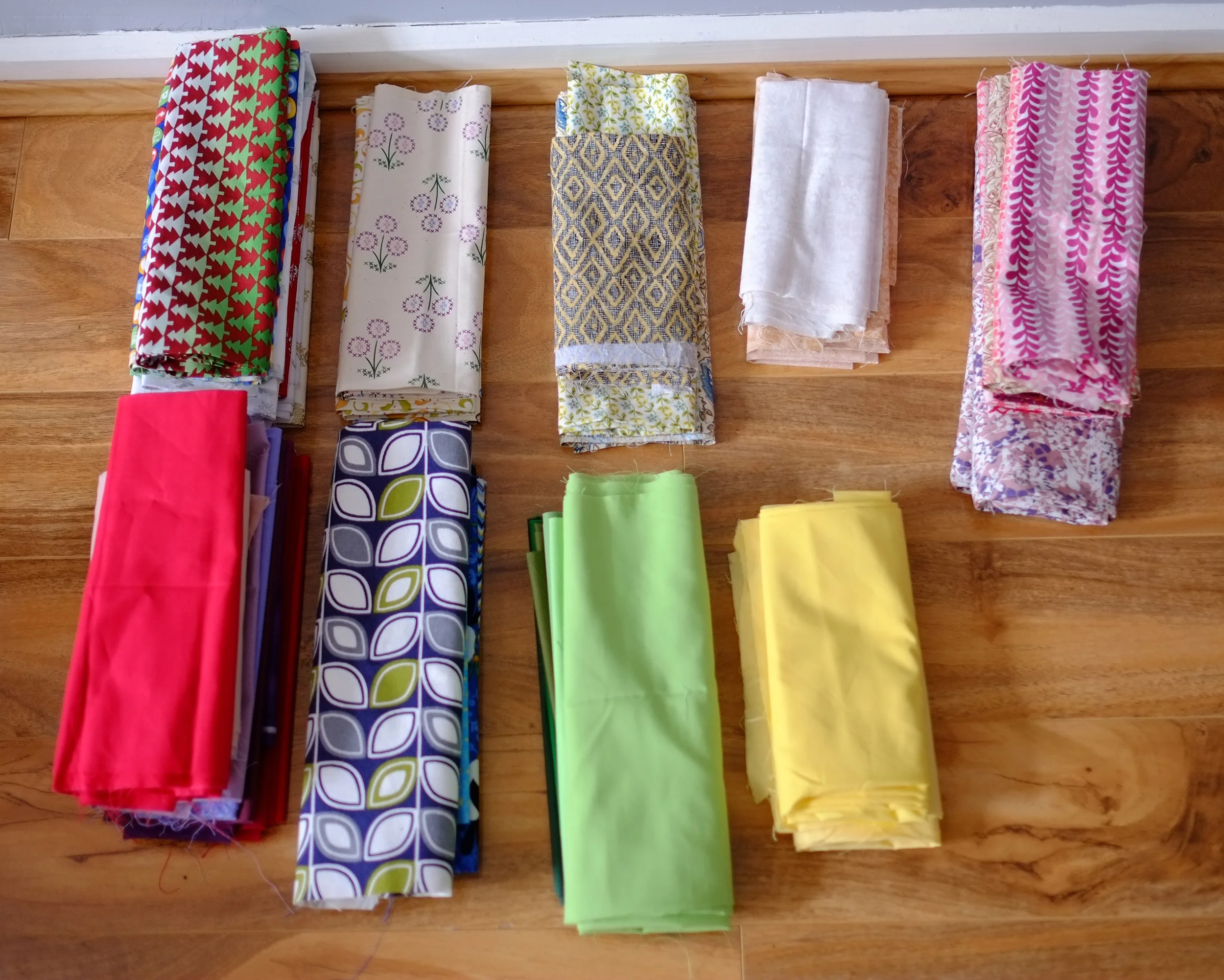 folded material piles