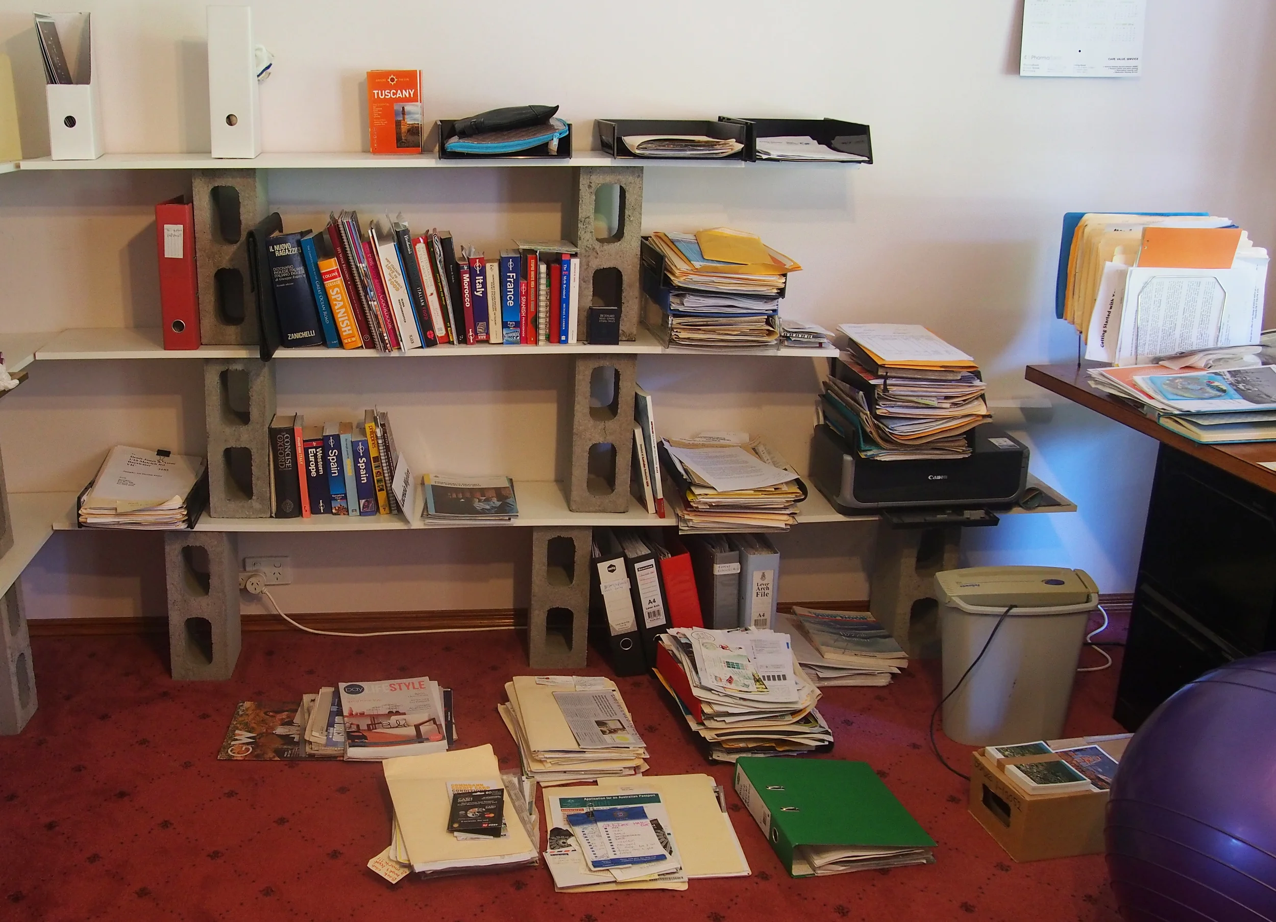sorting and de-cluttering home office