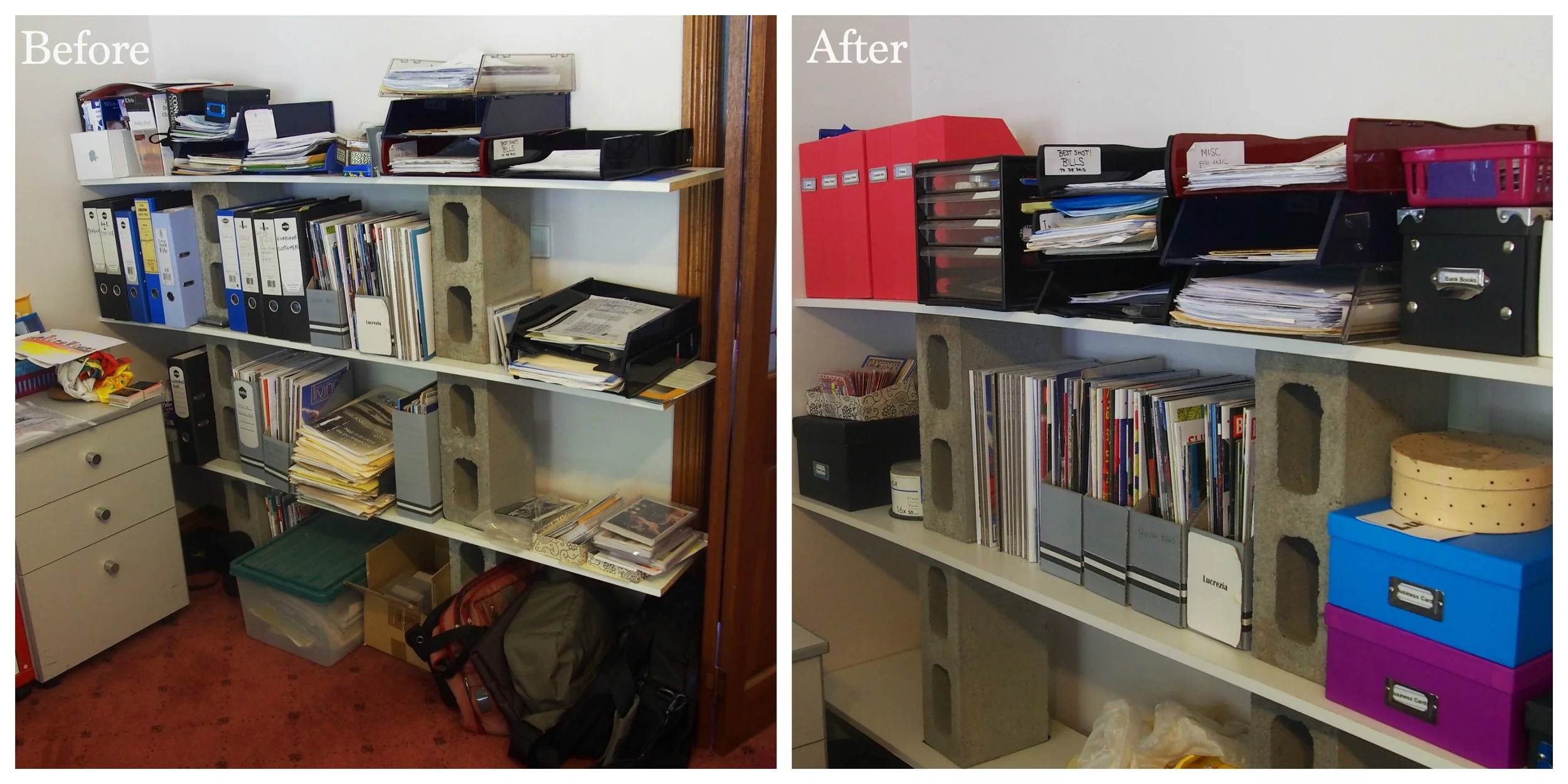before and after stationery supplies organisation