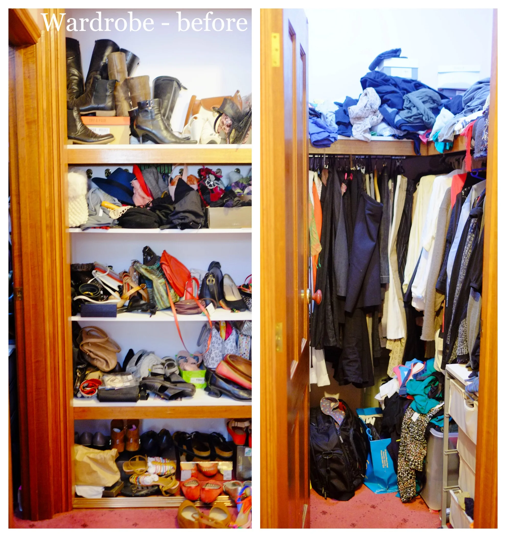disorganised closet space