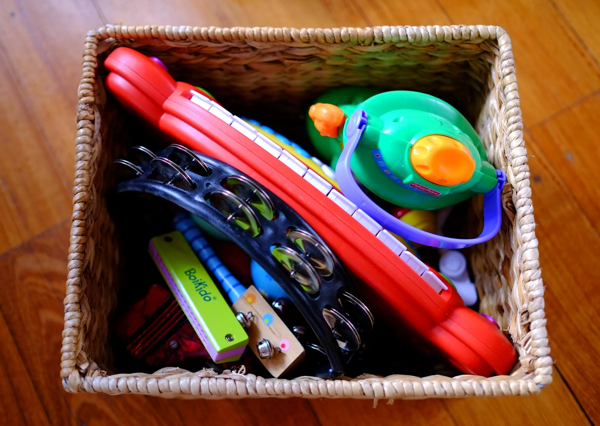 basket for musical toys
