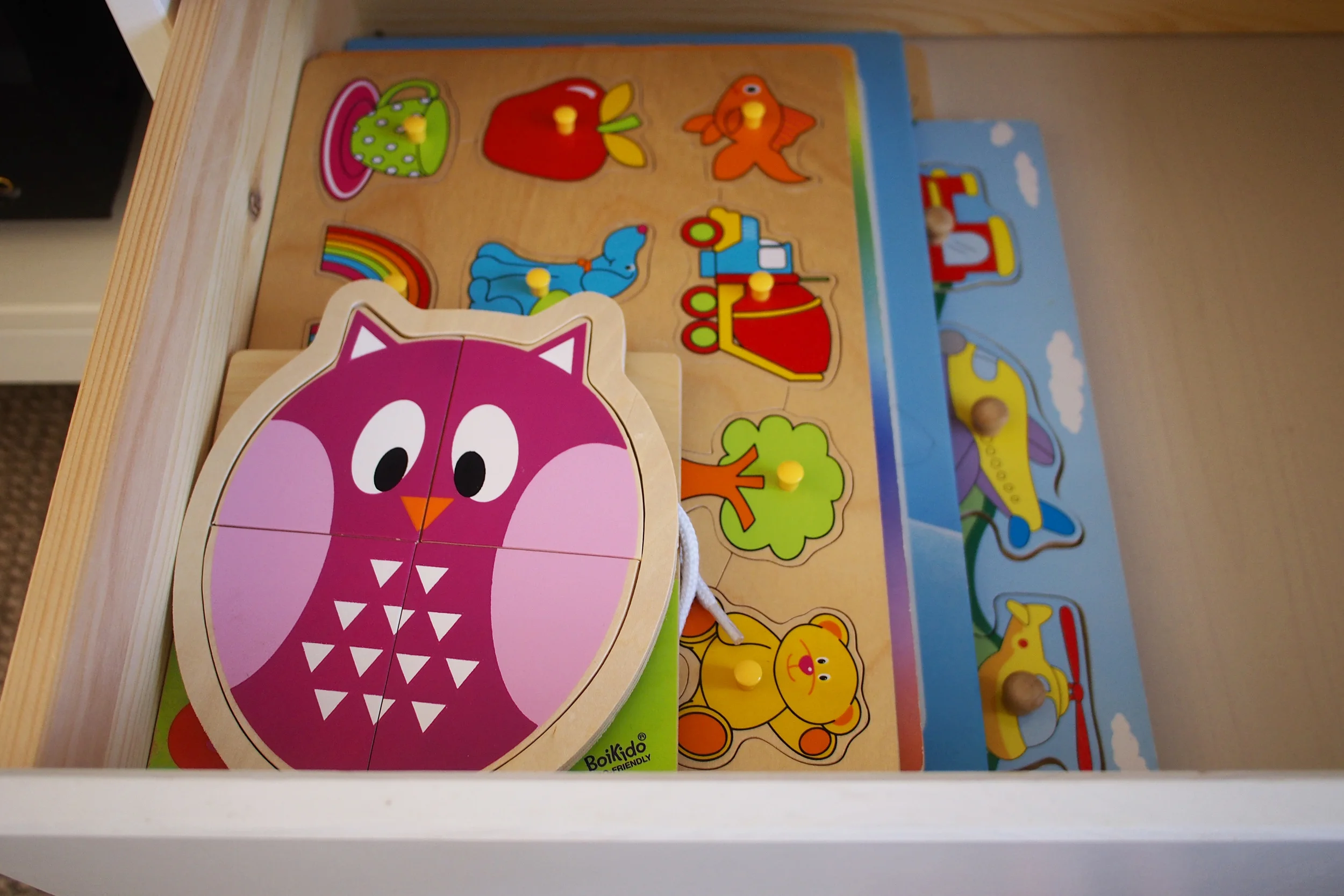 organising puzzles in a puzzle drawer