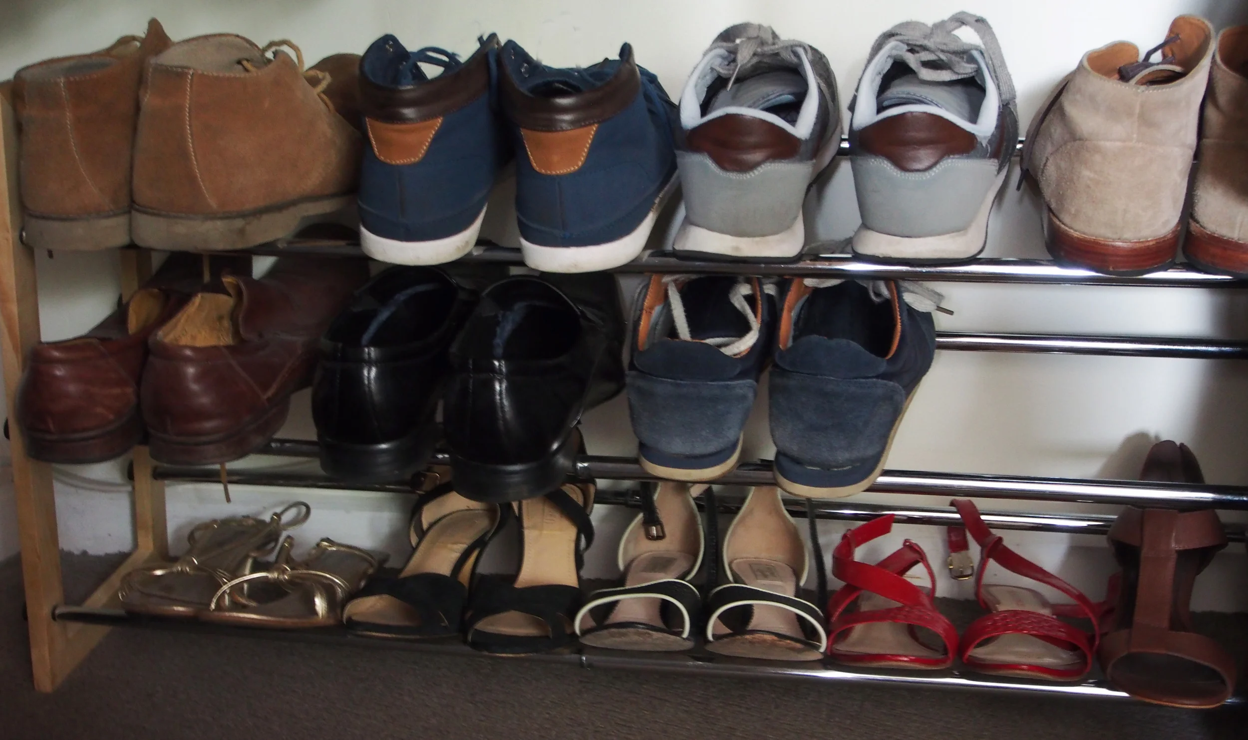 shoe rack in wardrobe