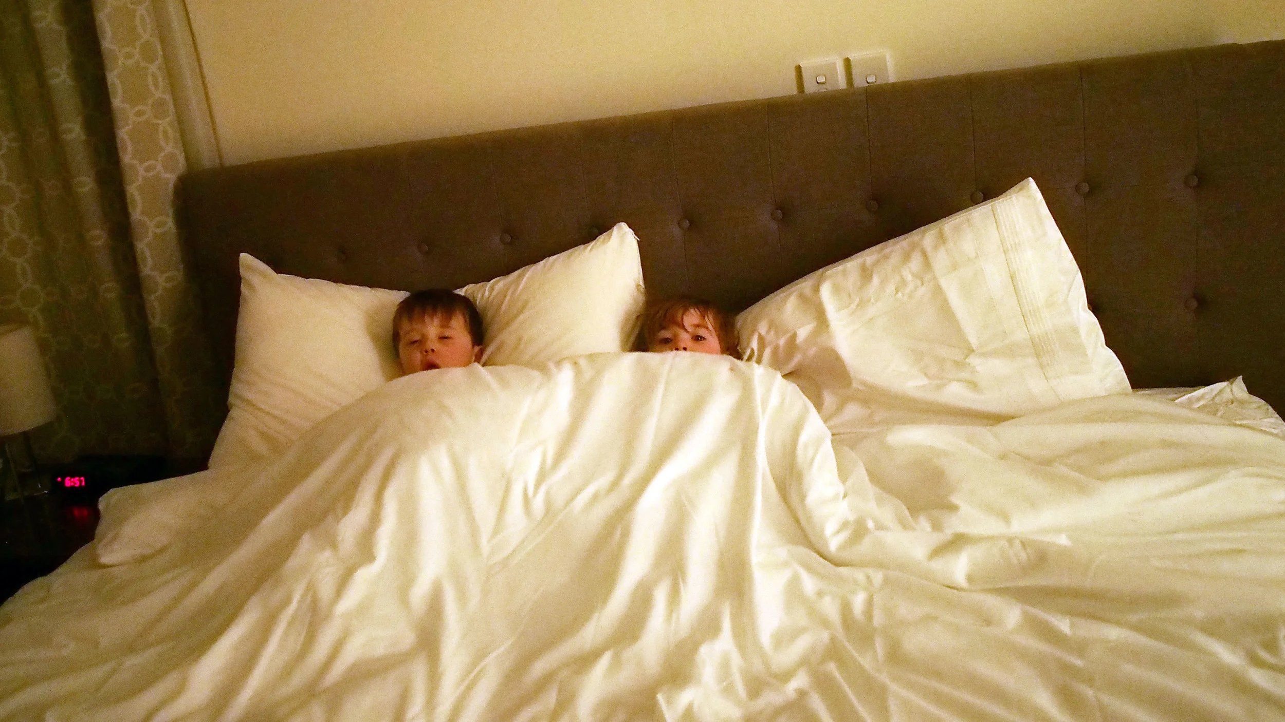 kids trying out new bed