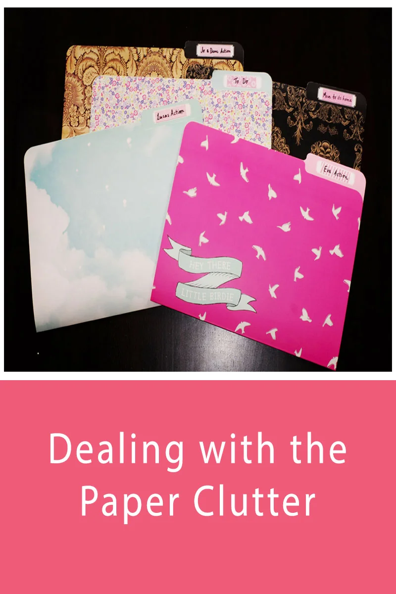 Dealing with the Paper Clutter - paperwork is an unfortunate part of our daily lives that needs to be dealt with in order to prevent a paper clutter build up. Click through to read my organised system for dealing with the paperwork, using a great filing system that will keep you organised and on top of your to-do's, as well as preventing those paper piles from building up!