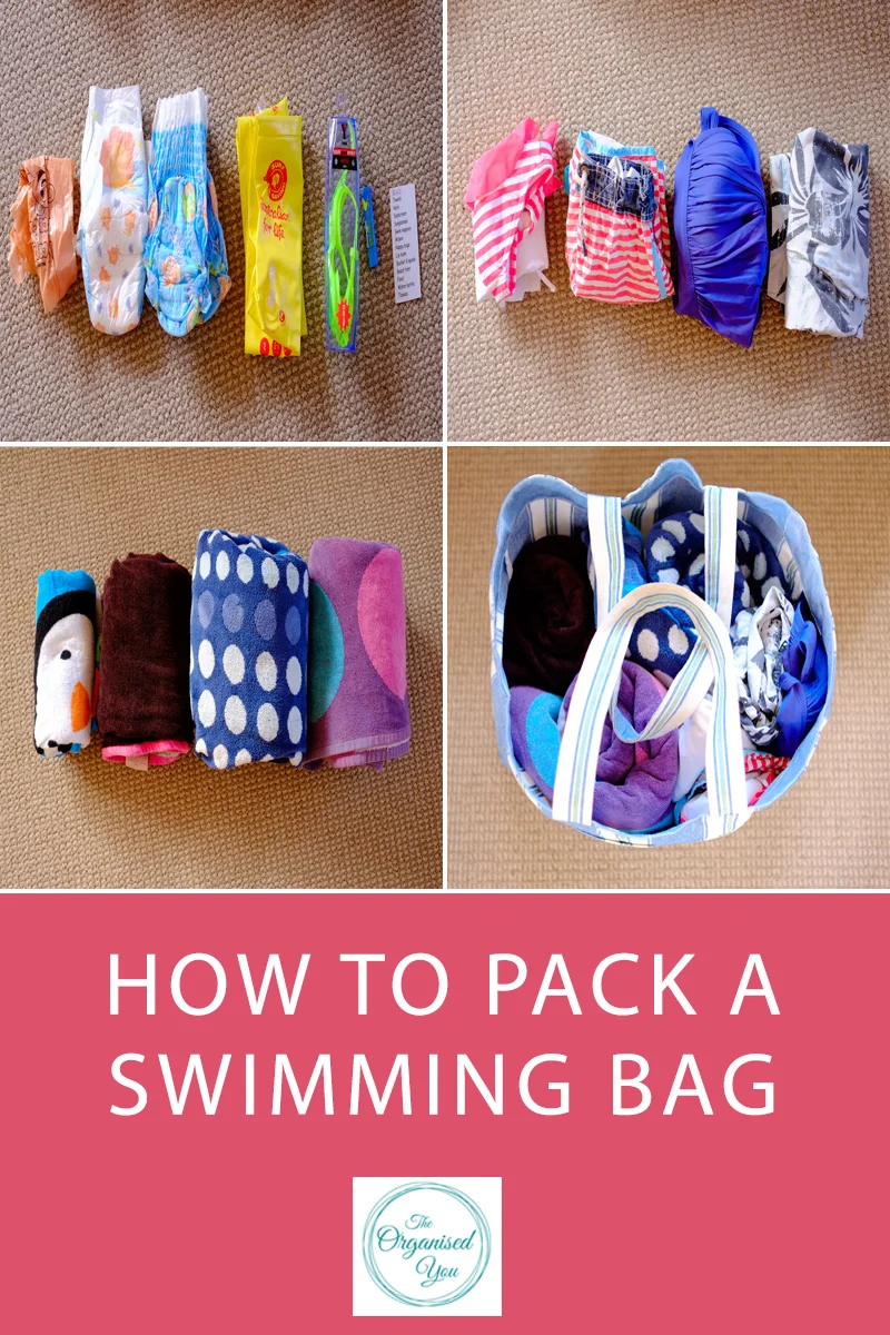 How to pack a swimming bag - having all your swimming items organised and ready to go in your swimming bag is the best way to ensure you get out the door quickly and hassle-free. Click through to read the full post on how I pack in our swimming bag to make sure we don't leave any essential items behind
