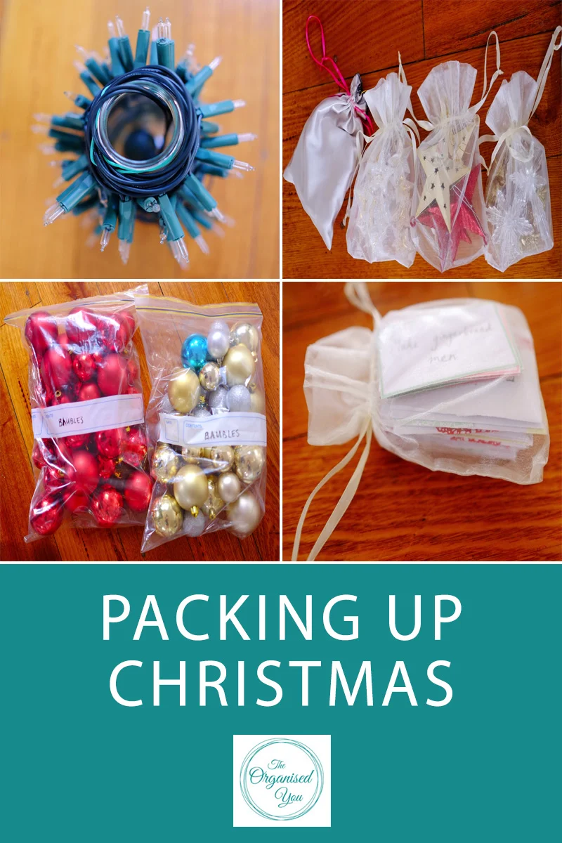 Packing up Christmas - storing and packing up your Christmas decorations into an organised system will save you so much less stress next Christmas. It will also ensure nothing gets broken or damaged, lights won't be tangled, and you know how to easily find each type of decoration for your tree and home. Click through to read the step-by-step guide to how I store and organise our Christmas decorations