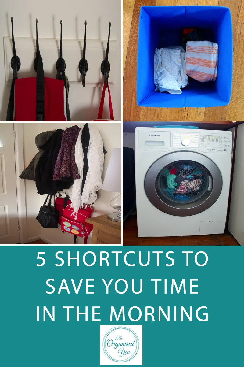 5 Shortcuts to Save You Time in the Morning - mornings are always crazy when you're trying to get out the door as quickly as possible, particularly when you have young kids that you also need to get organised. This post is perfect for busy mums who need some ideas for shortcuts to save time in the morning, and getting the family more organised to be out the door on time. Click through for you BONUS FREE CHECKLIST on things you can do the night before to prepare for a busy morning.