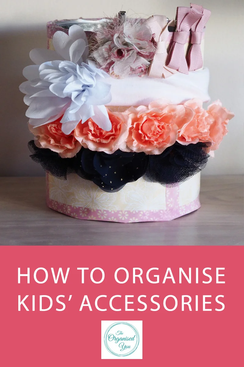 How to Organise Kids' Accessories - having an organised system for your kids' accessories, such as girls' headbands, clips, hair-ties and jewellery, will make getting ready in the morning a lot easier and quicker. Having an organised system also set up for storing hats and bags will make your life much easier, rather than having them all thrown in a box together. Click through to read the full post for ideas on organising kids' accessories!