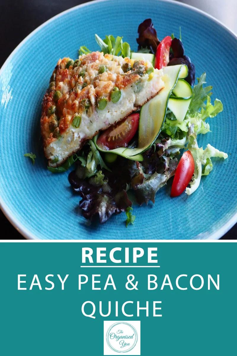 Recipe: Easy Pea & Bacon Quiche - grab your free download of the recipe for this delicious and easy quiche, all you need to do it throw ingredients in the bowl, mix together and put it in the oven! A perfect meal for busy working mums. Click through for the recipe!