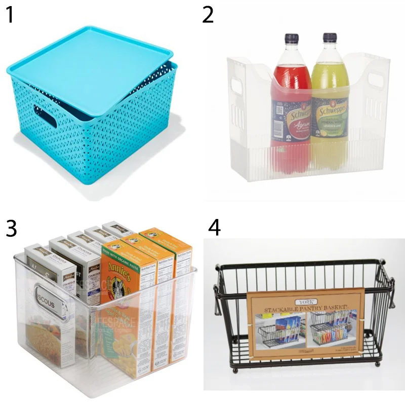 Pull-out storage containers - these will allow you to store packets, boxes, bags of food and miscellaneous items while keeping them contained and easy to access