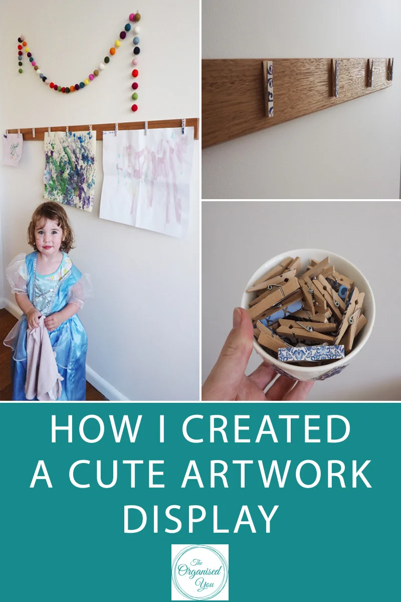 How I created a cute artwork display - Do you struggle with an overflow of artwork and nowhere to display it? This project is a quick and easy way to show off your child's latest masterpieces! Click through for the full tutorial