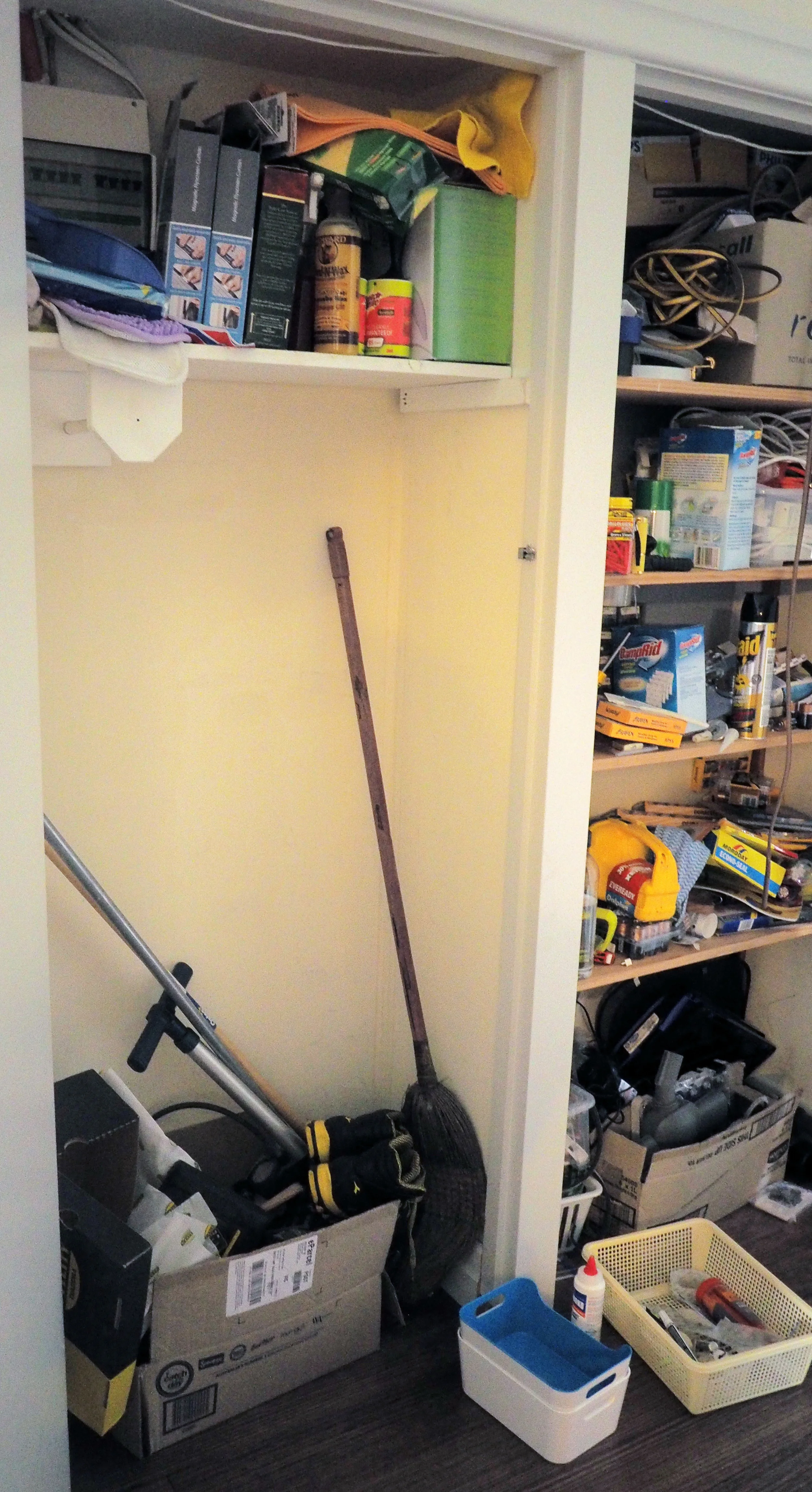 disorganised cupboard space