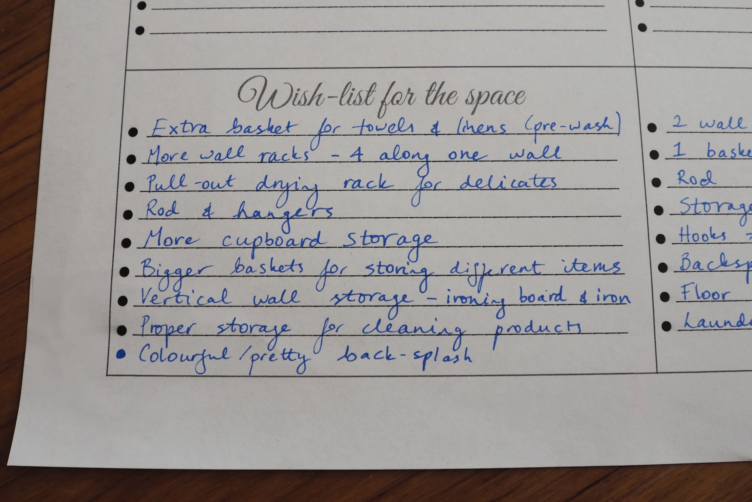 Creating a project plan gives you the chance to create a wish-list of items, the things you'd love to incorporate in a space to save you time and effort!