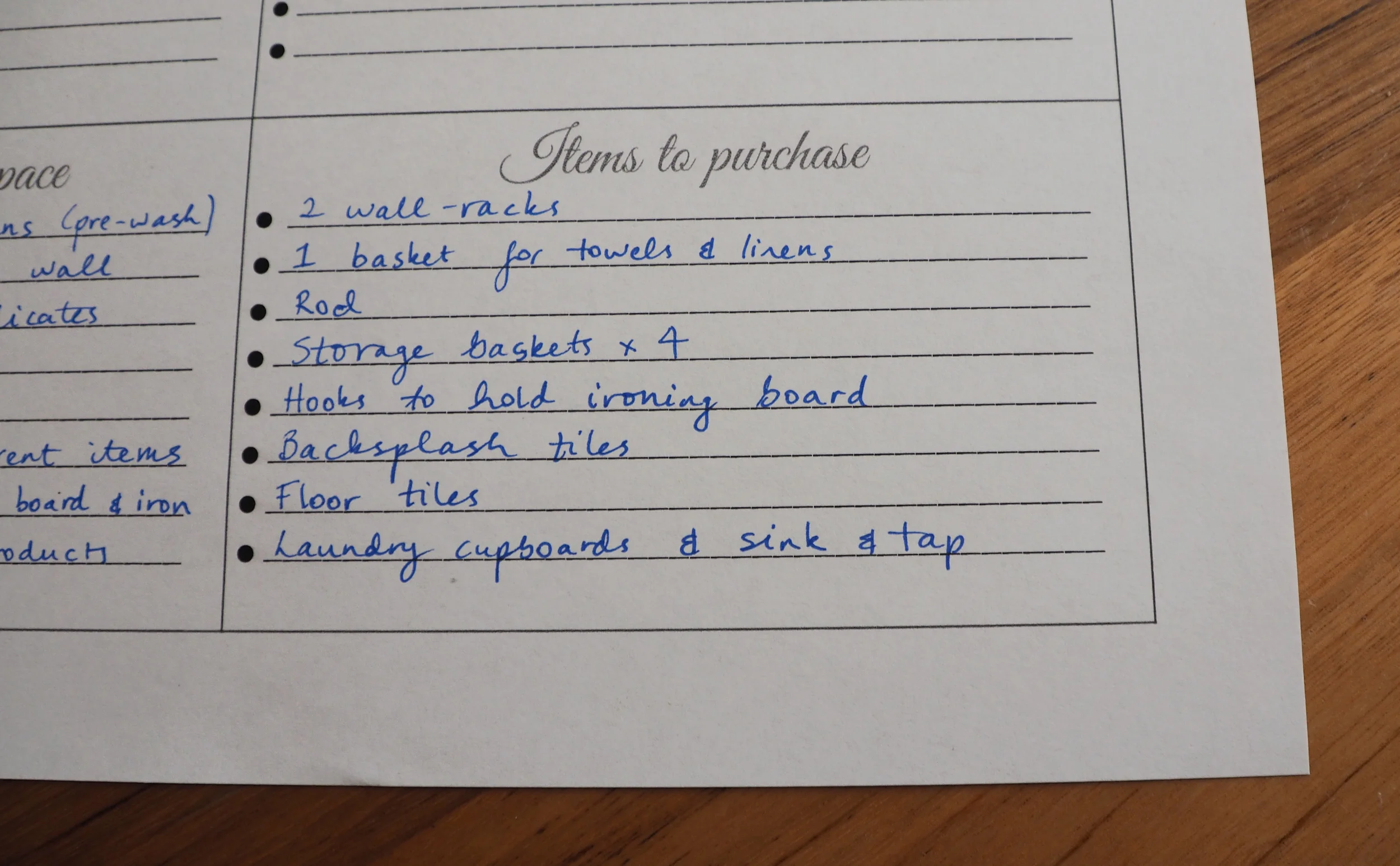 Planning a new laundry