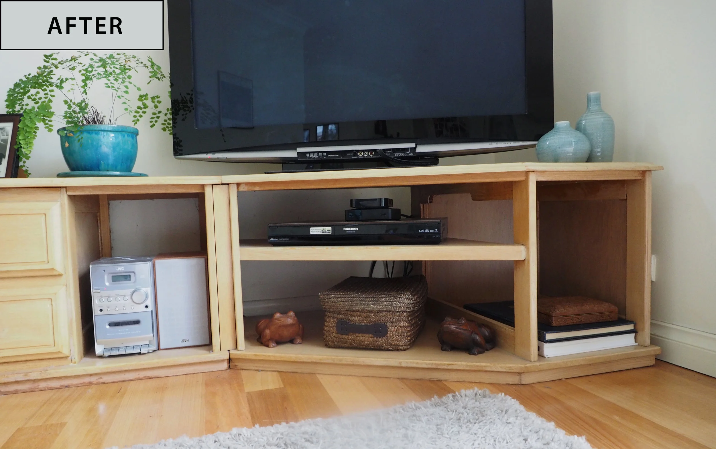 How to organise cords behind a TV unit - an organisation makeover from The Organised You