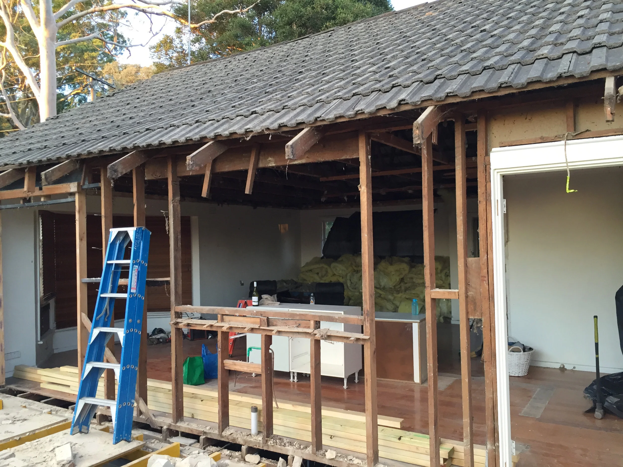 Walls being removed during home renovation