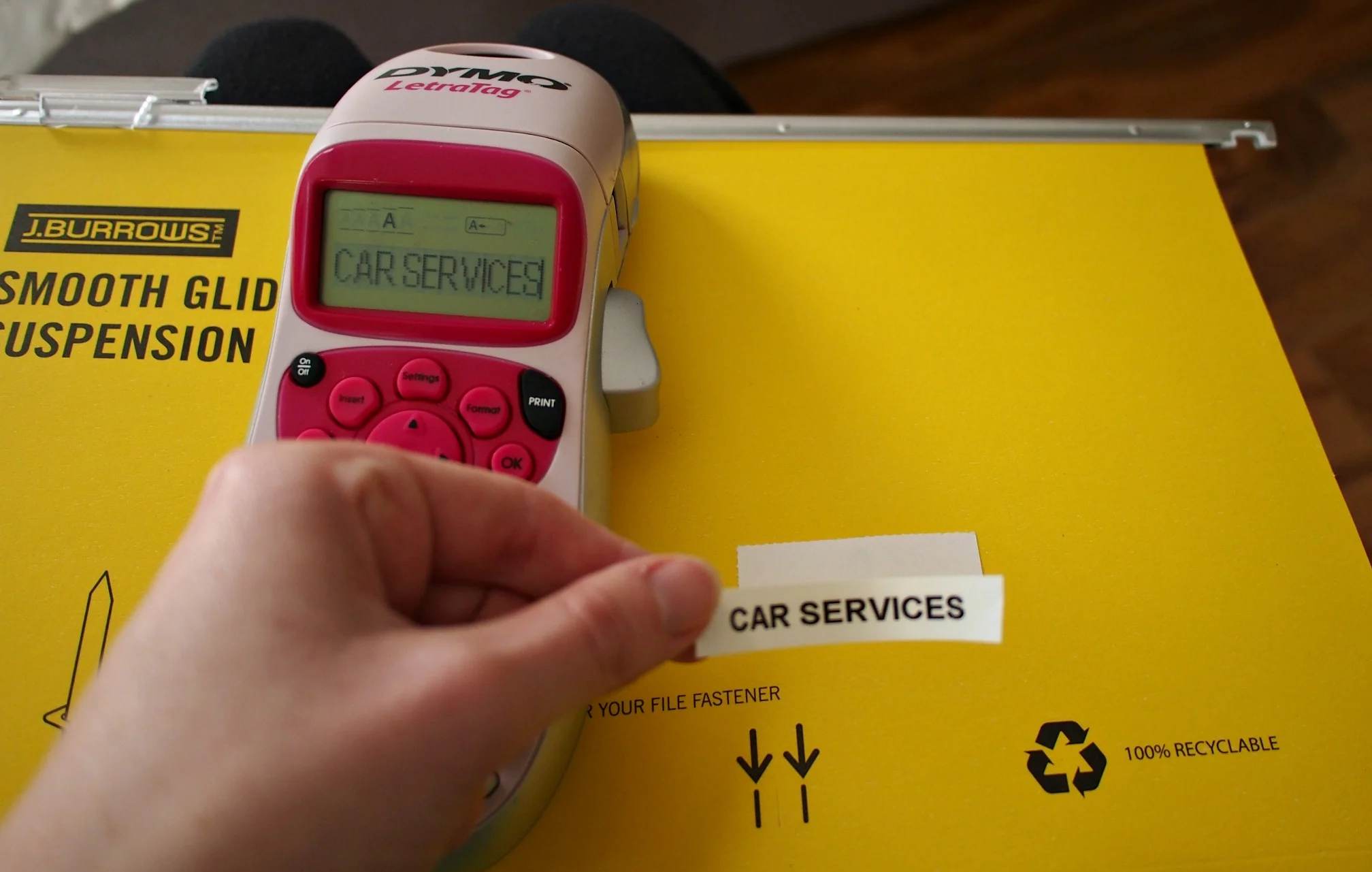 A hand-held labeller keeps things organised so you know exactly where to find them