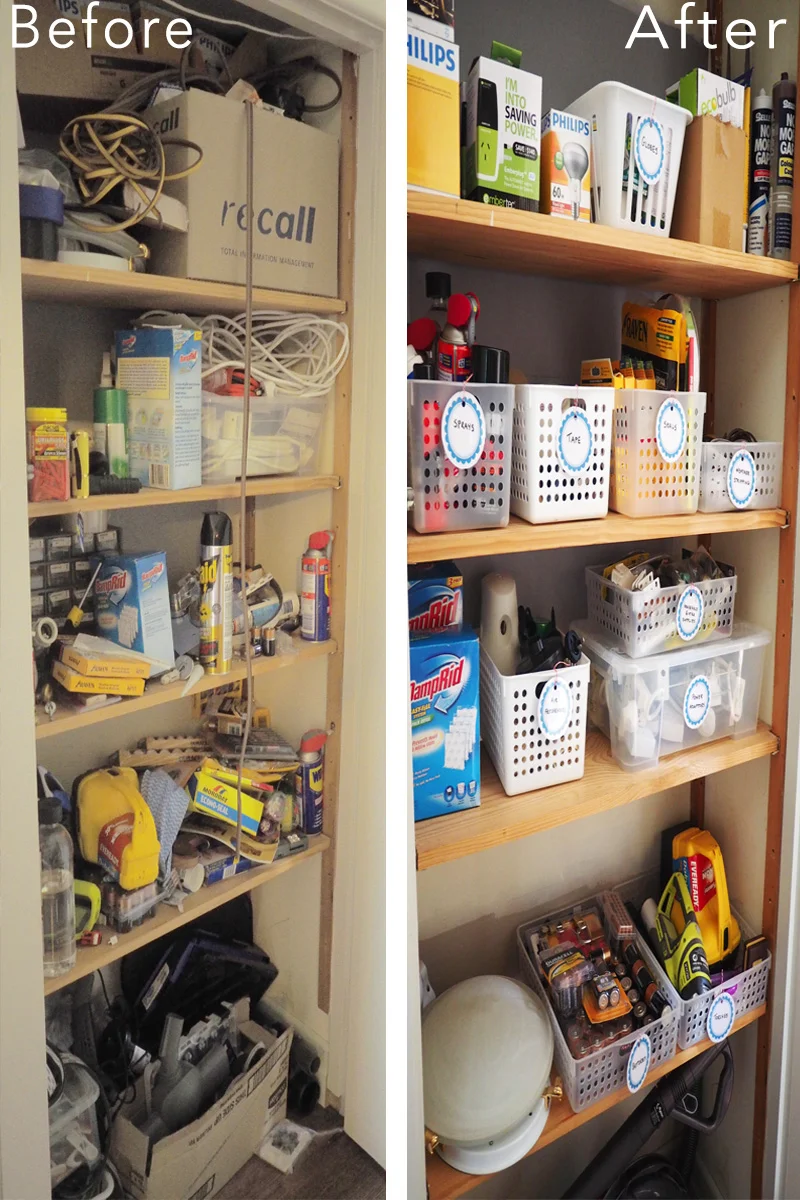 Storage cupboard organisation makeover {The Organised You}