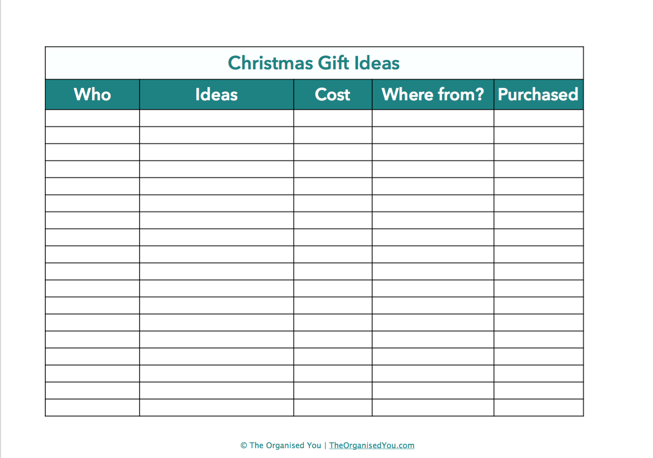 Free Christmas planner from The Organised You