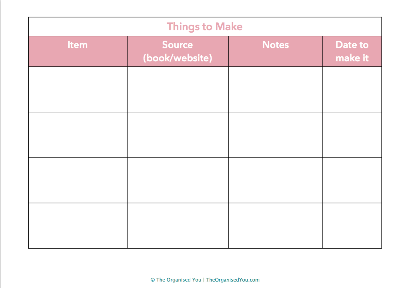 Free Christmas planner from The Organised You