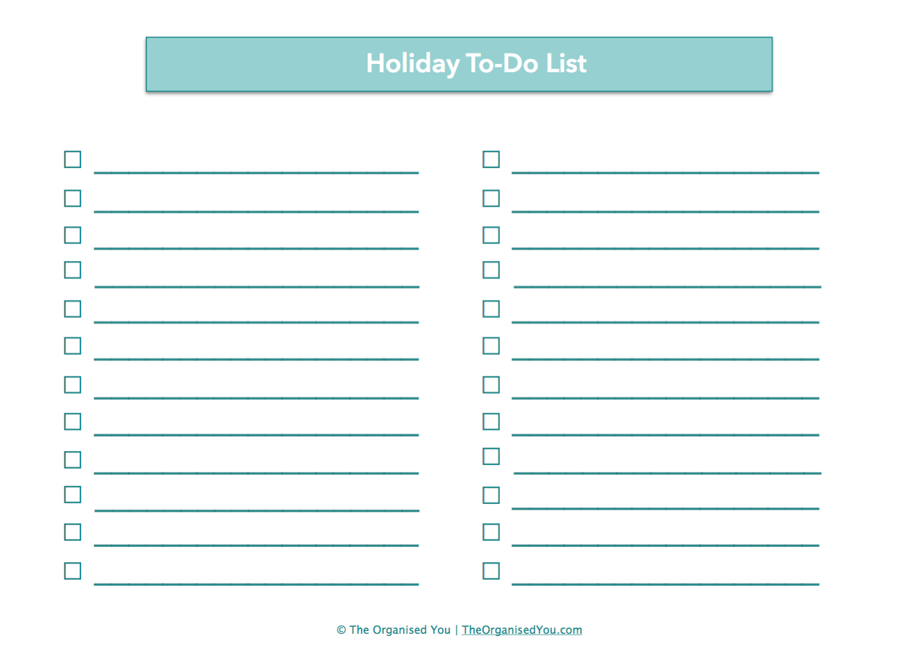 Free Christmas planner from The Organised You