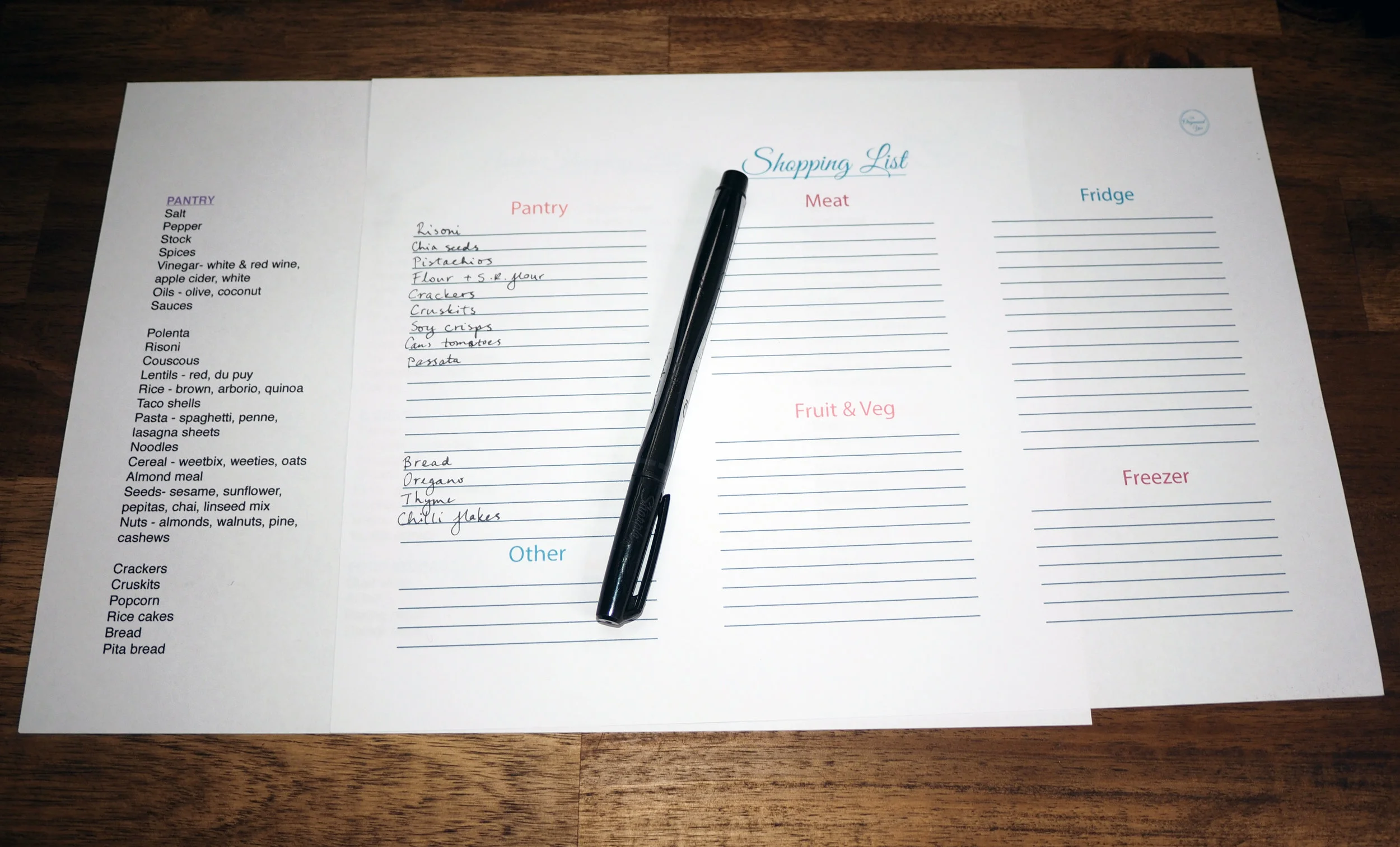 Use a blank shopping list and master shopping list to plan for your meals and ensure you don't forget anything - The Organised You