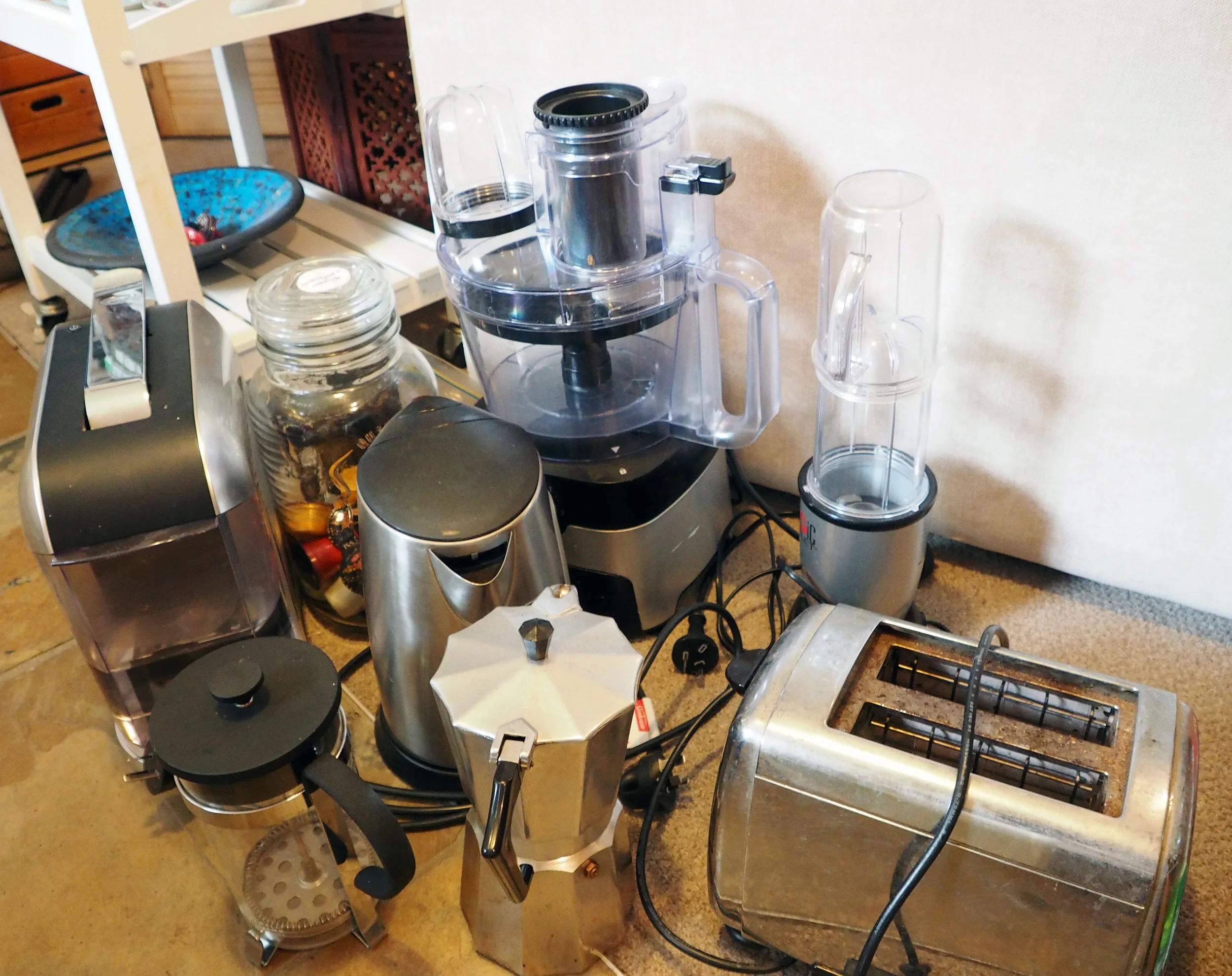 Kitchen makeover - sorting items into categories to make decluttering easier