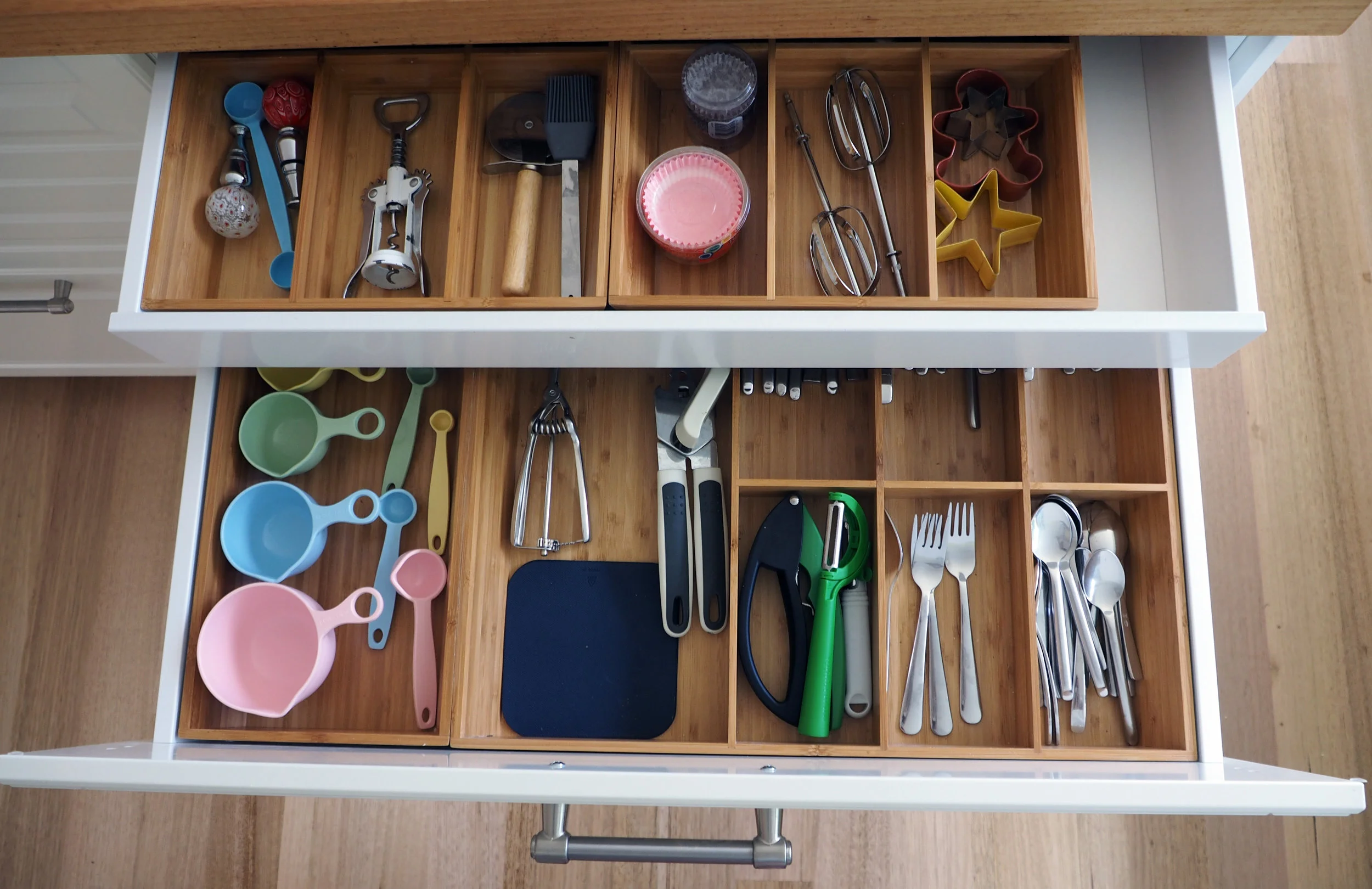 Use dividers to keep your drawers organised - these dividers from Ikea are a fantastic way to corral the 'little things' {The Organised You}