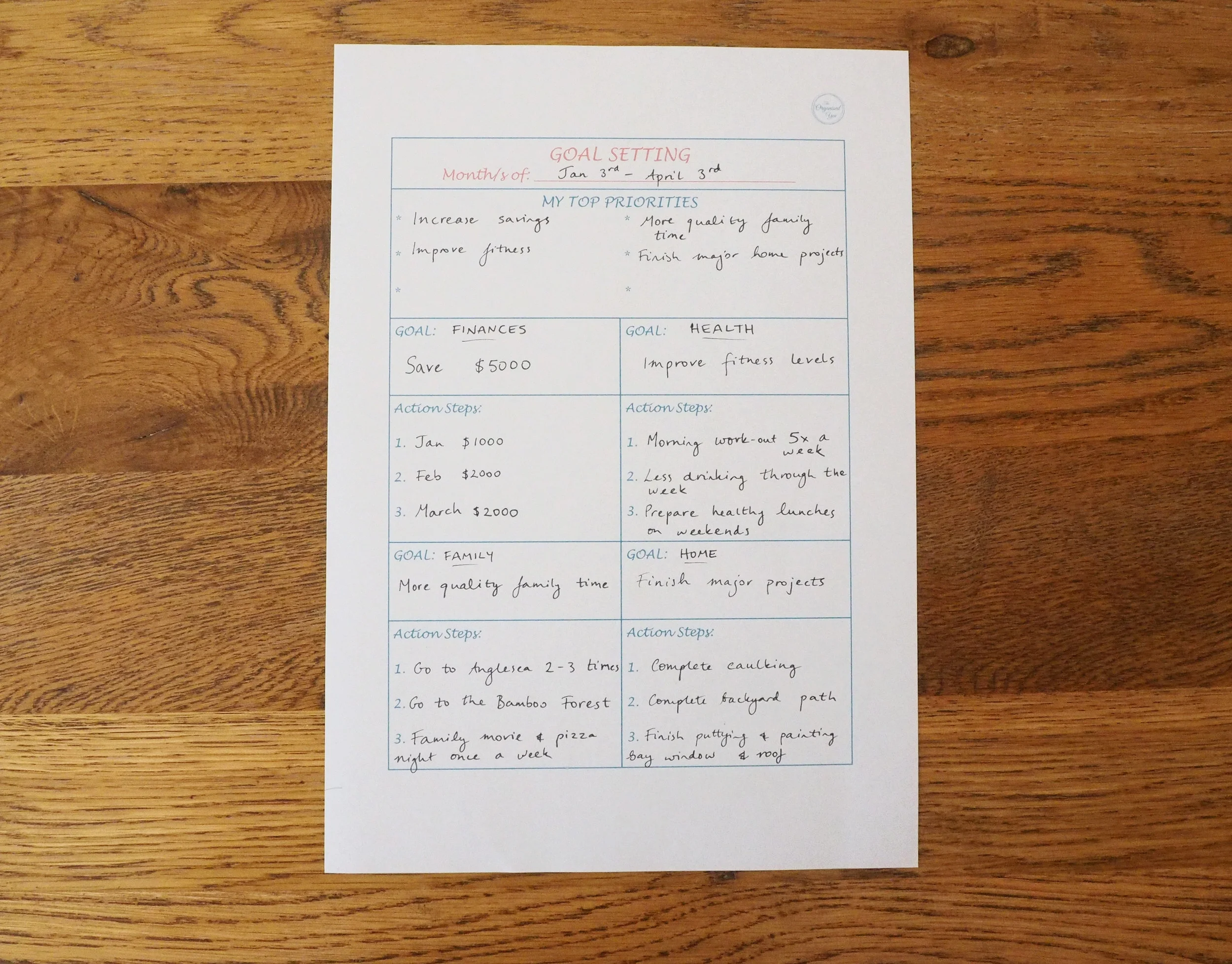 Setting goals for a 90 day period helps you stay on track with what you want to accomplish {The Organised You}